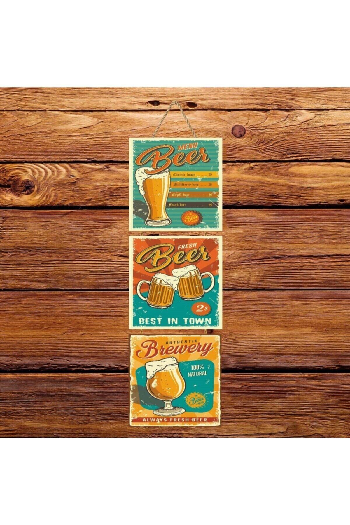 Best In Town Üçlü Retro Ahşap Poster Ü146