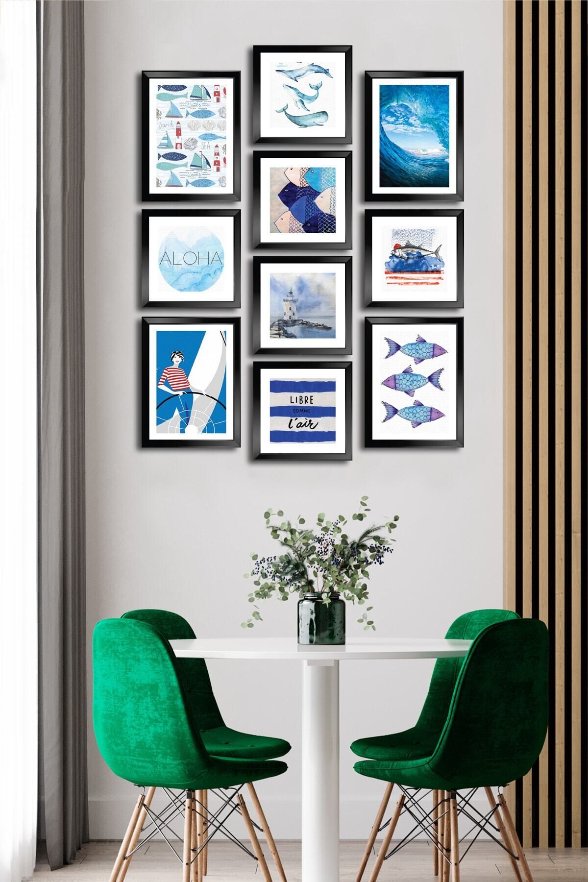 10 Parçalı Çerçeve Görünümlü Mdf Tablo Seti Flm178