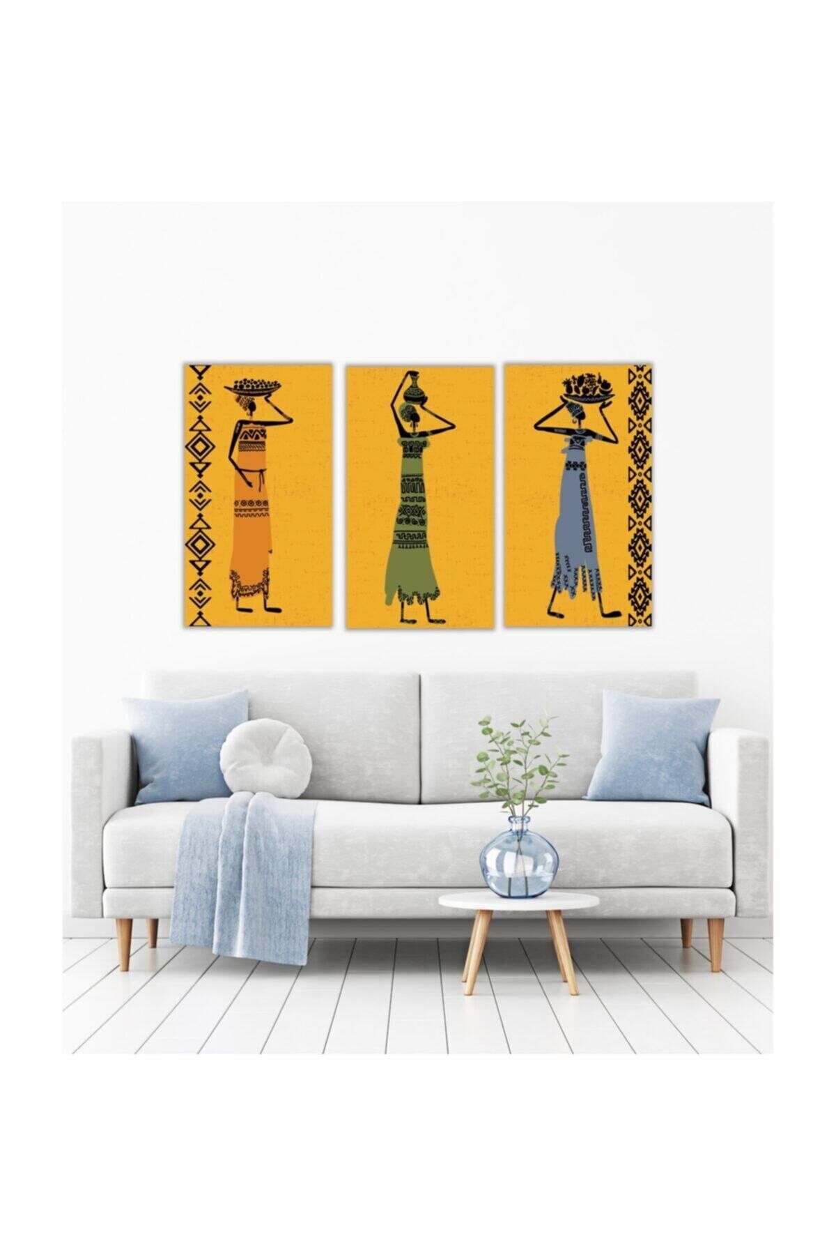 Hediyelik,dekoratif- Afrikalı Kadınlar 3 Parça Mdf Tablo