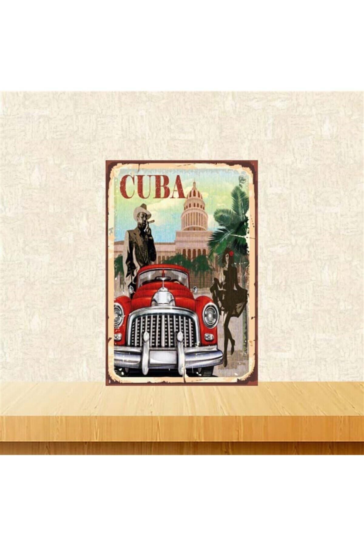 Cuba 20-30 cm Retro Ahşap Poster Tkfx4231