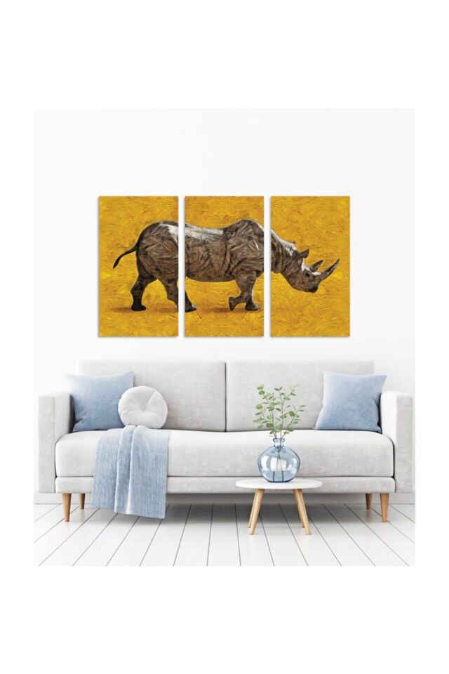 Hediyelik,dekoratif- Gergedan 3 Parça Mdf Tablo