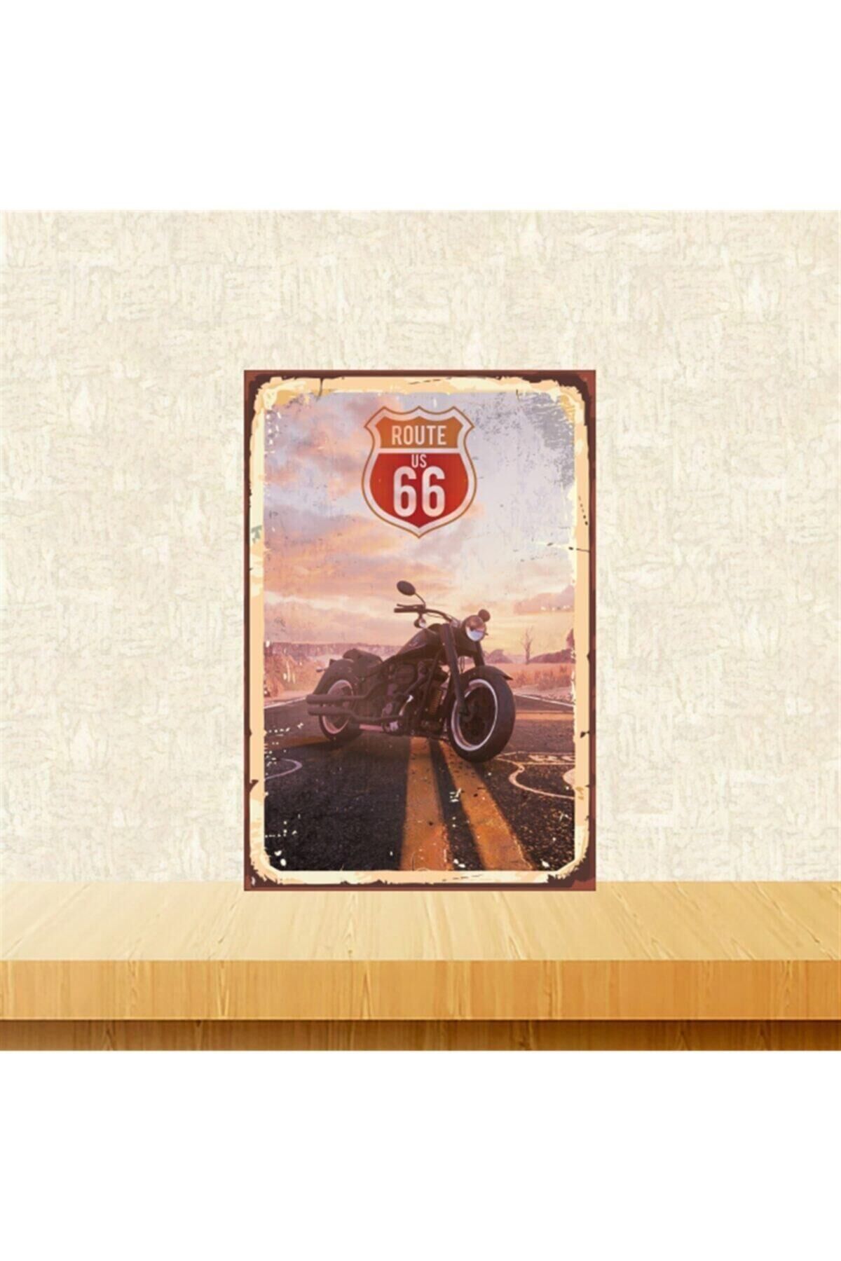 Route Us 66 20-30 Cm Retro Ahşap Tablo Tkfx5272