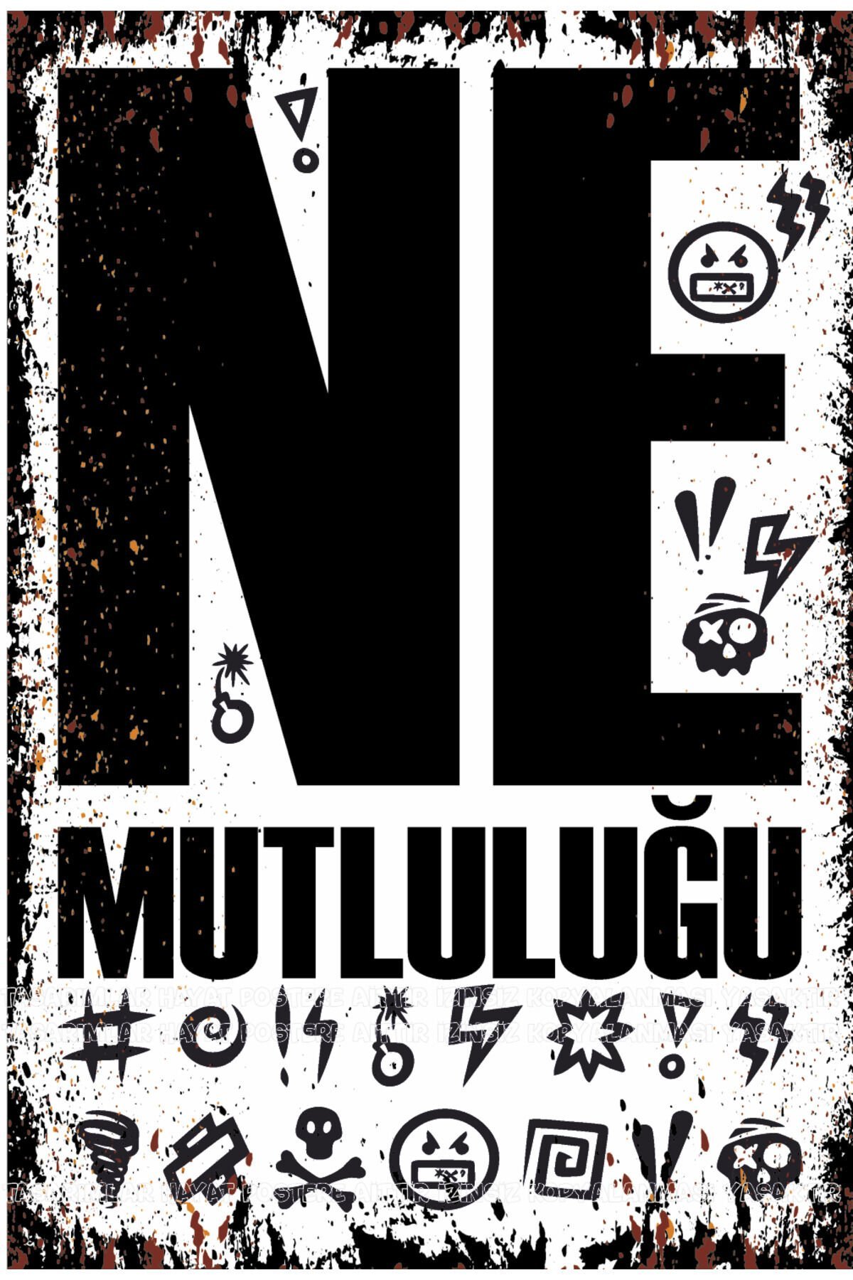 Ne mutluluğu / Kamyon arkası sözleri duvar yazıları ev dekorasyon retro ahşap poster