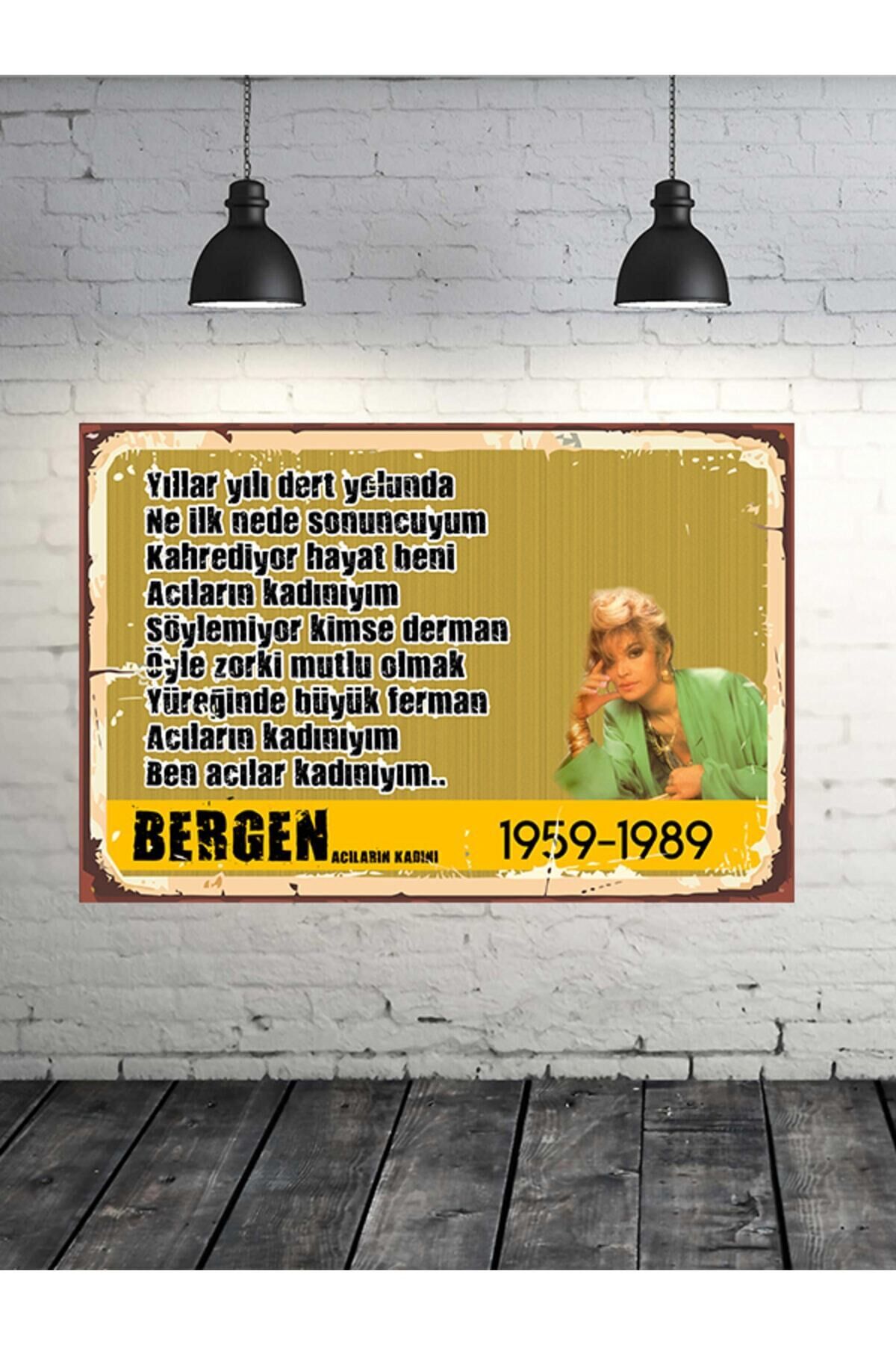 Bergen Ben Acılar Kadınıyım 20x30 Cm Retro Ahşap Tablo