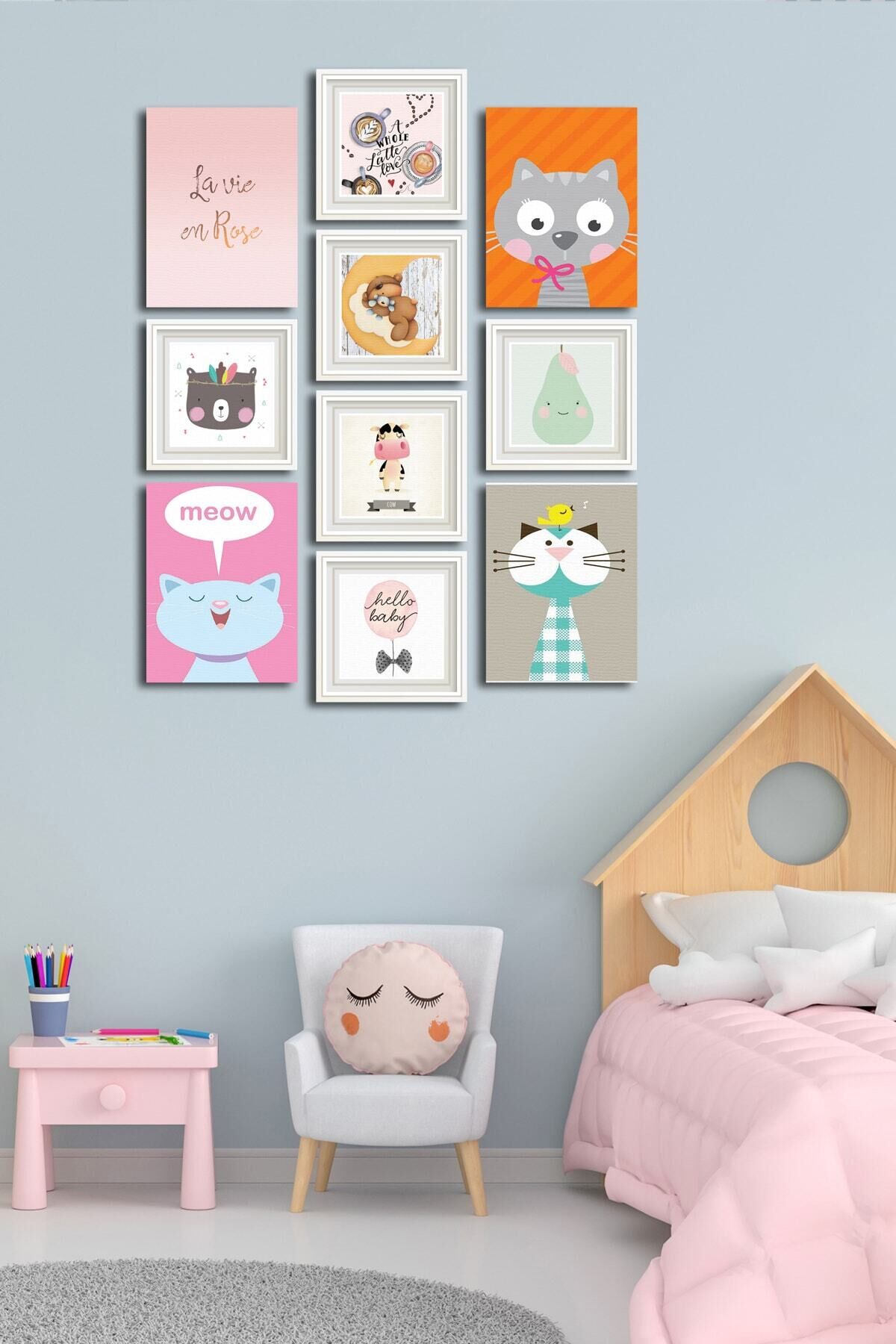 10 Parçalı Çerçeve Görünümlü Mdf Tablo Seti Flm185