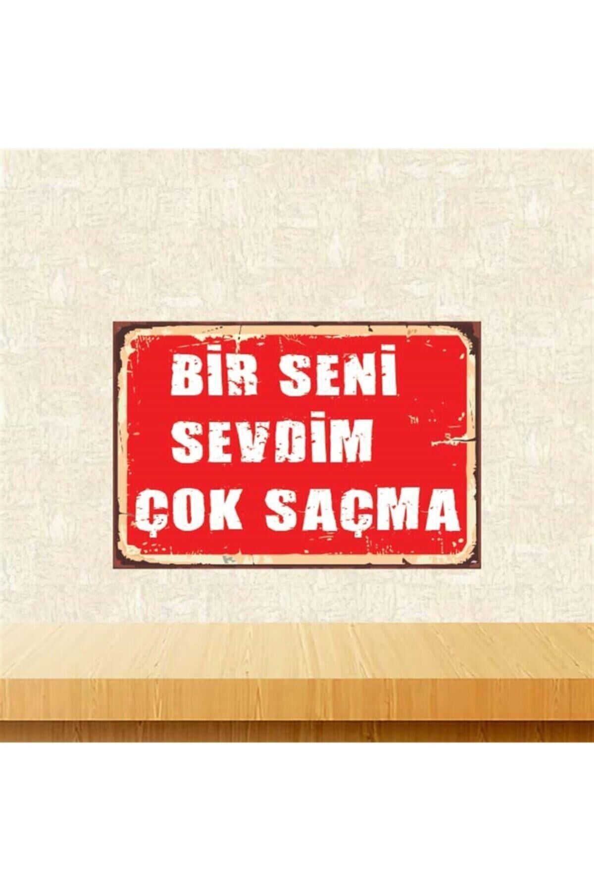 Bir Seni Sevdim 20-30 Cm Retro Ahşap Poster Tkfx4123