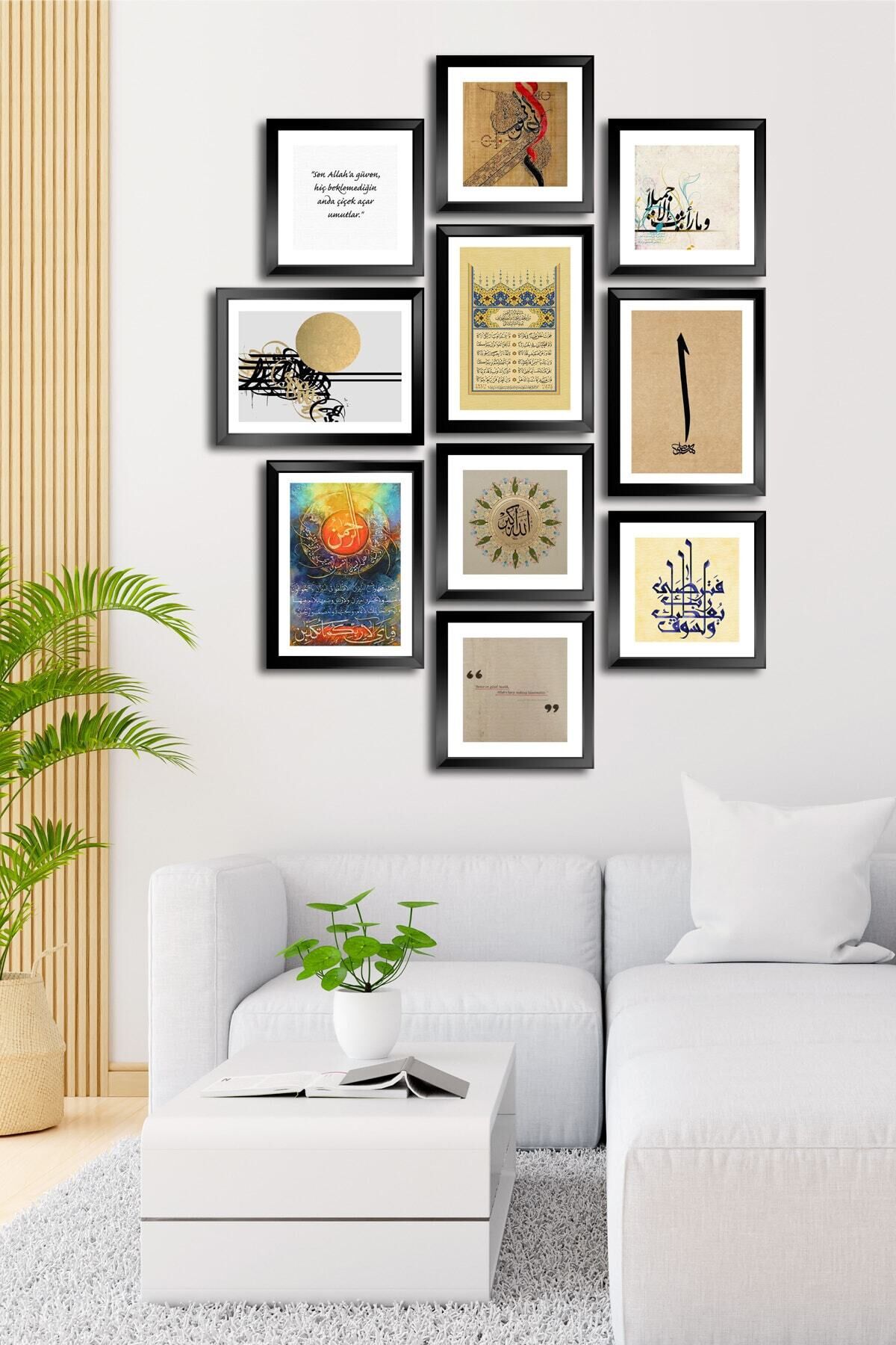 10 Parçalı Çerçeve Görünümlü Mdf Tablo Seti Flm083