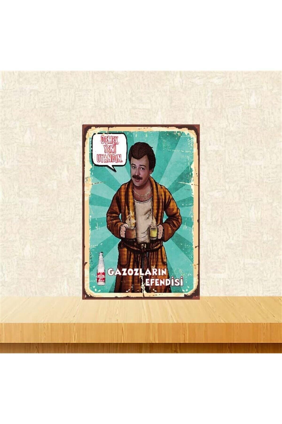 Gazozların Efendisi Nuri Alço 20-30 cm Retro Ahşap Poster