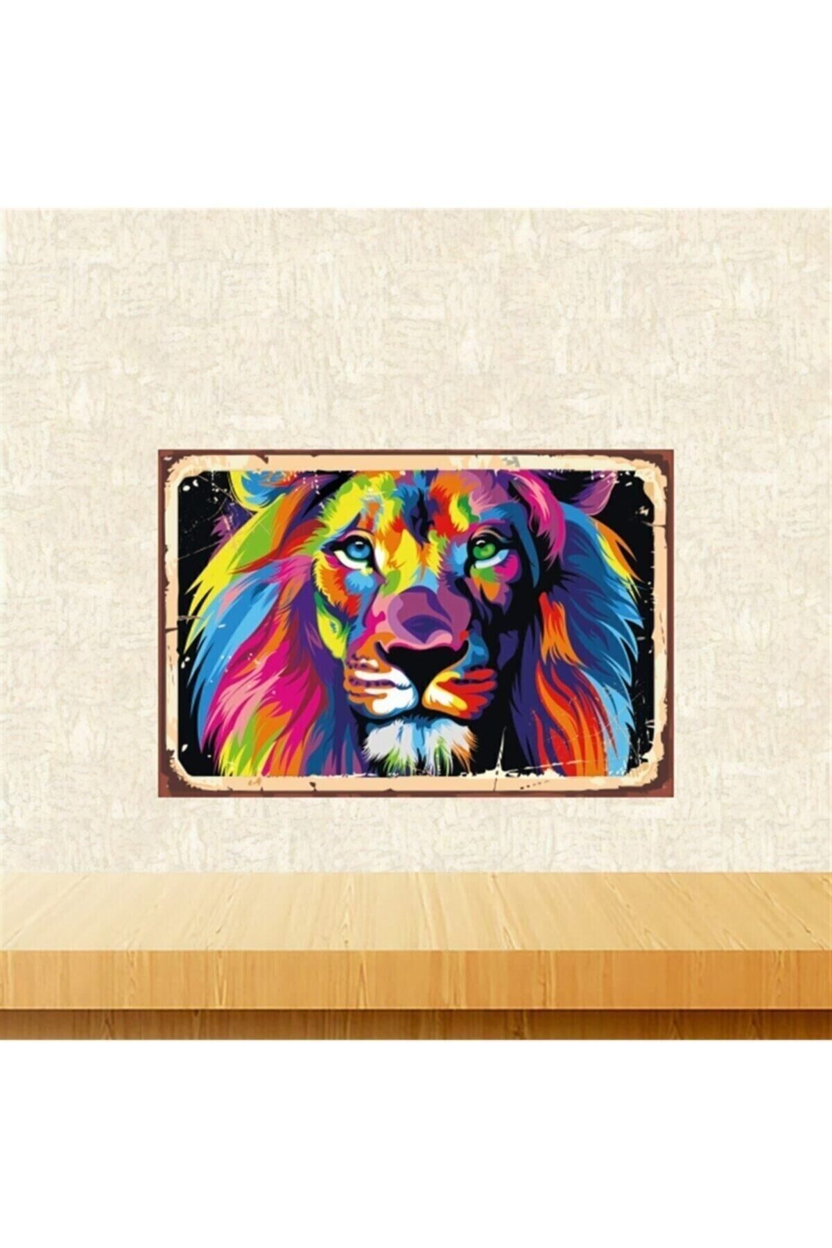 Aslan Renkli 20-30 Cm Retro Ahşap Tablo Tkfx5426