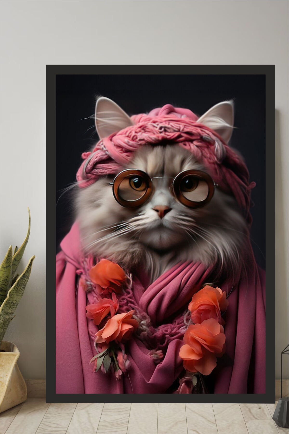 Kedi tasarımlı Çerçeve Görünümlü Mdf Tablo