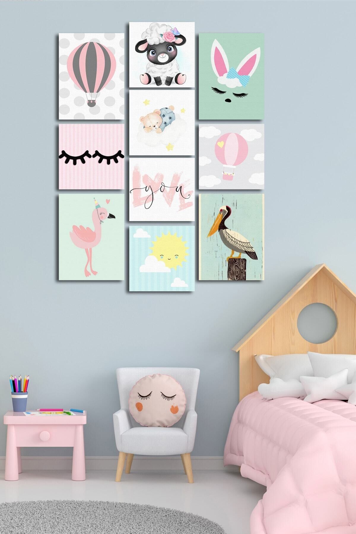 10 Parçalı Çerçeve Görünümlü Mdf Tablo Seti Flm048