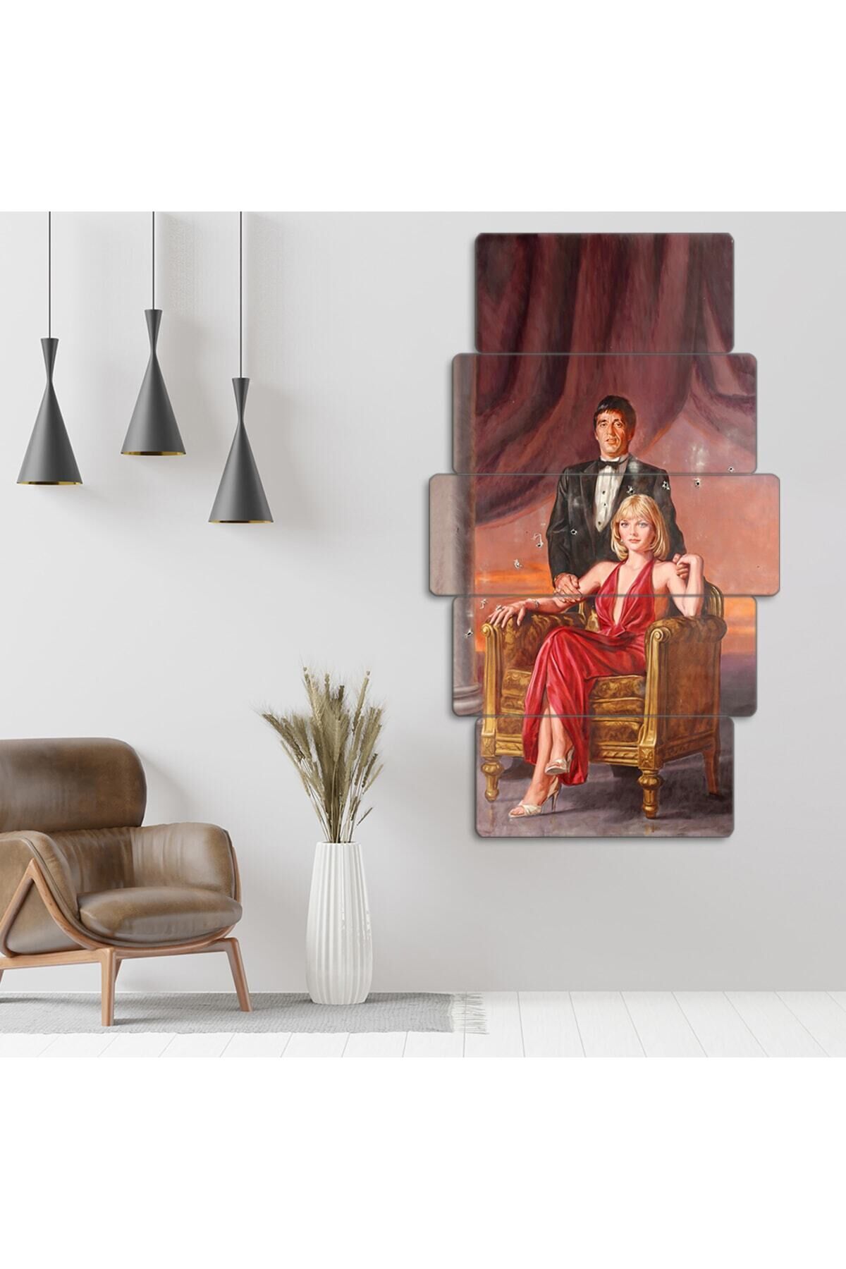 Scarface, Tony Montana, Elvira - 5 Parçalı Tablo