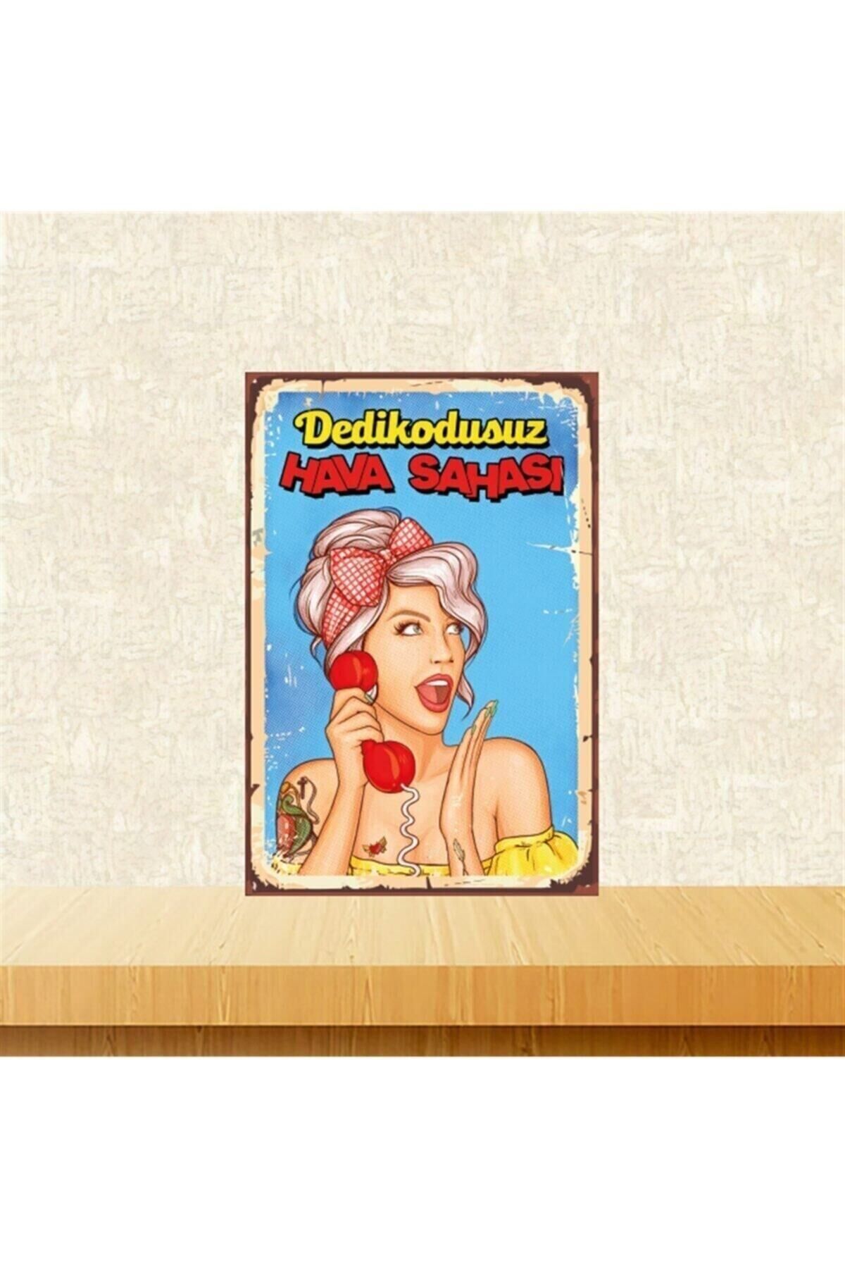 Dedikodusuz Hava Sahası 20-30 Cm Retro Ahşap Tablo Tkfx4591
