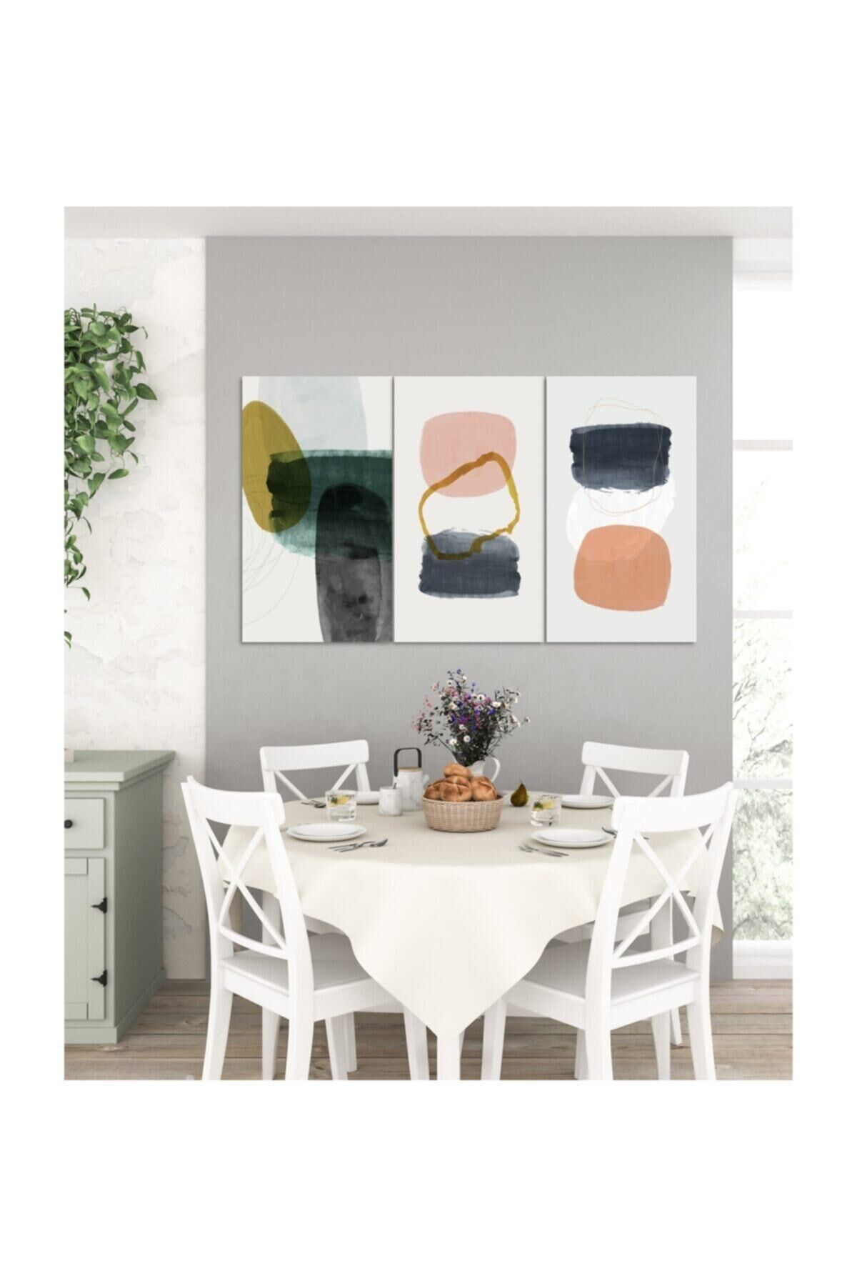 Hediyelik,dekoratif- Soyut Minimal Desenler 3 Parça Mdf Tablo