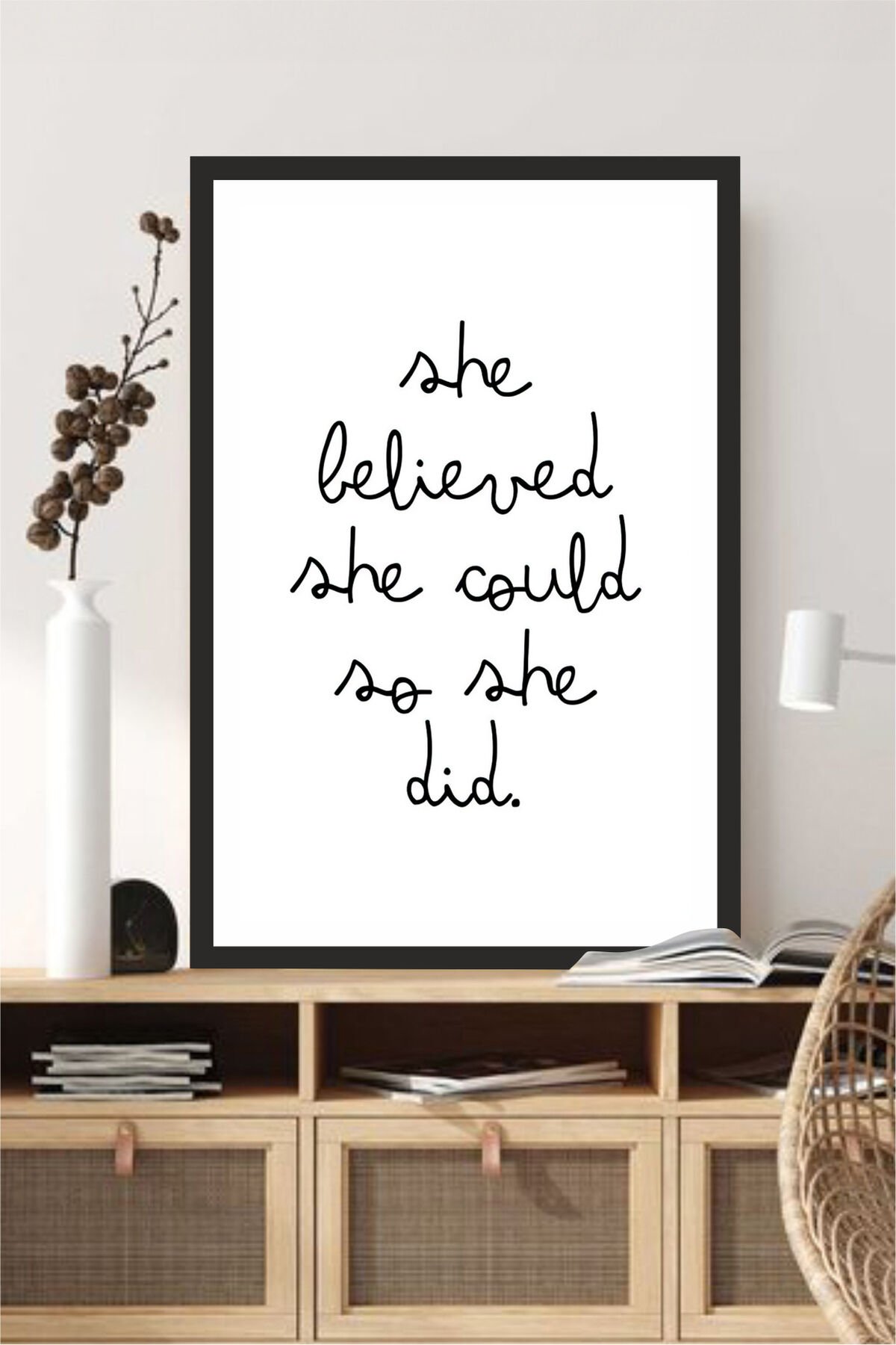 motto yazılı çerçeve görünümlü mdf tablo