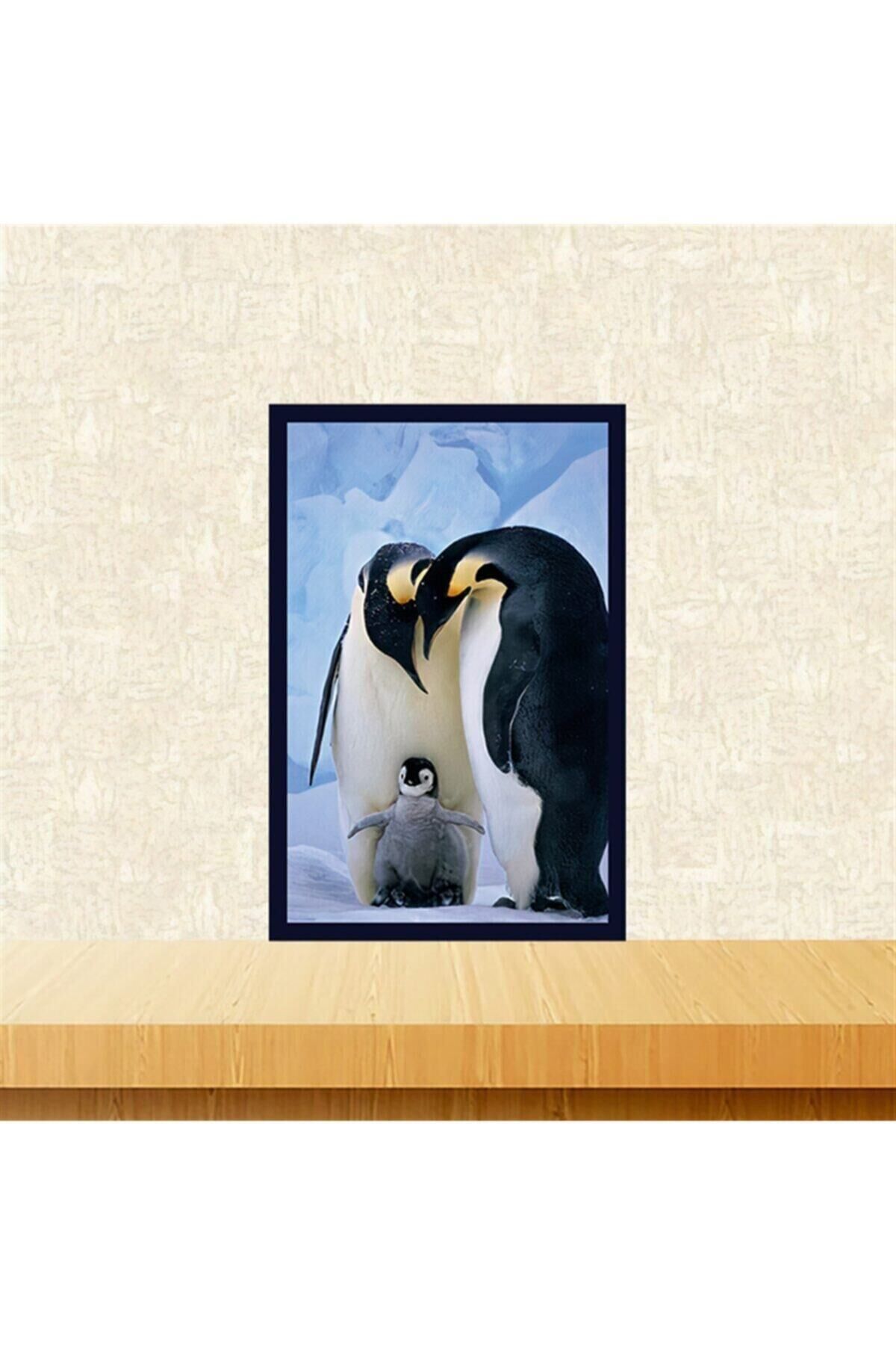 Penguenler 20-30 Cm Retro Ahşap Tablo Tkfx5922