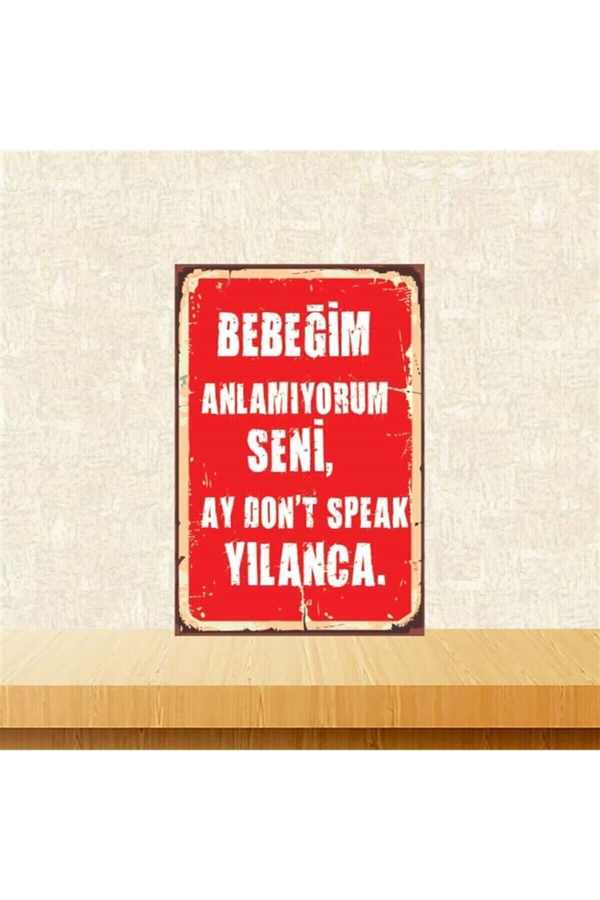 Bebeğim Anlamıyorum Seni 20-30 cm Retro Ahşap Poster Tkfx4127