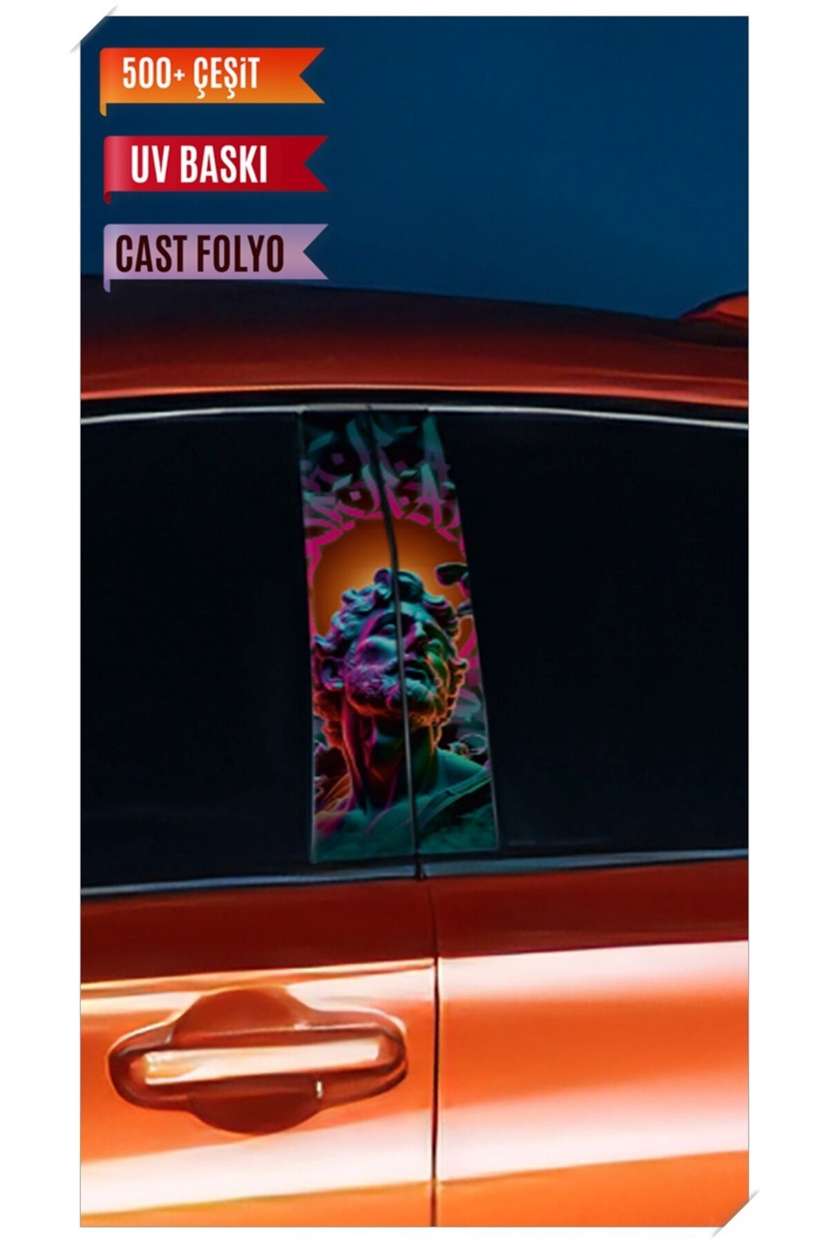 Araç Kapı Direk Kaplama Folyosu Desenli (Sağ Sol Takım) (2 Adet) - 22x50 Cm