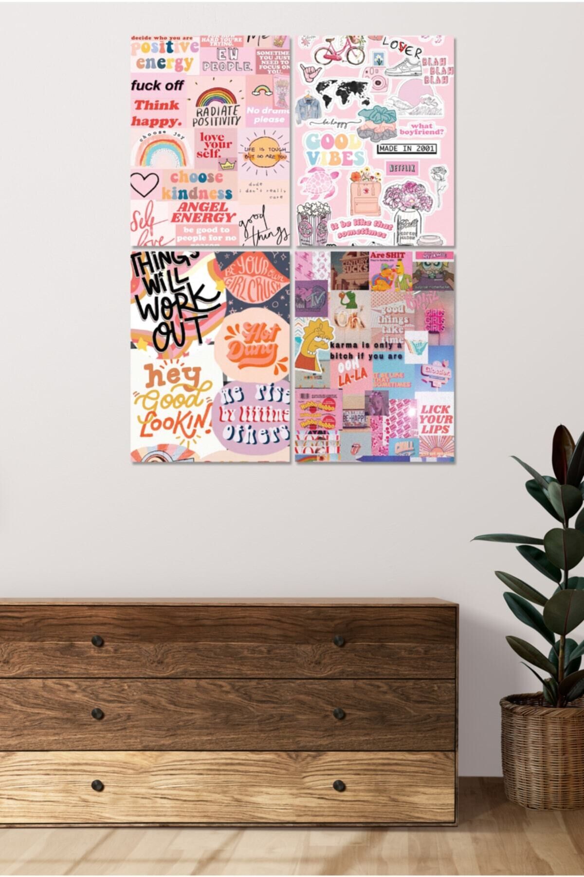 4 Parçalı Çerçeve Görünümlü Mdf Tablo Seti Dnu036