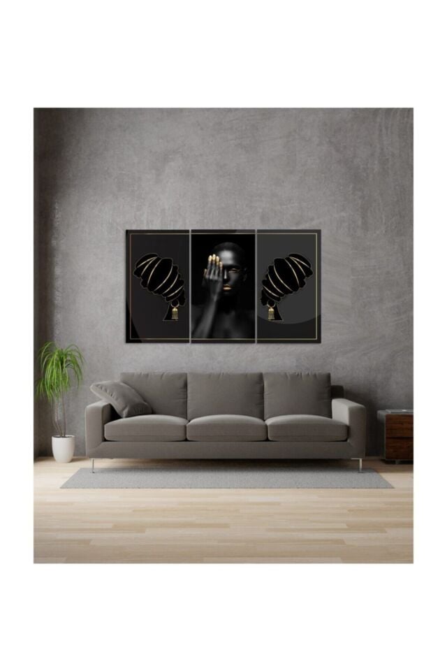 Hediyelik,dekoratif- Siyahi Kadınlar 3 Parça Mdf Tablo