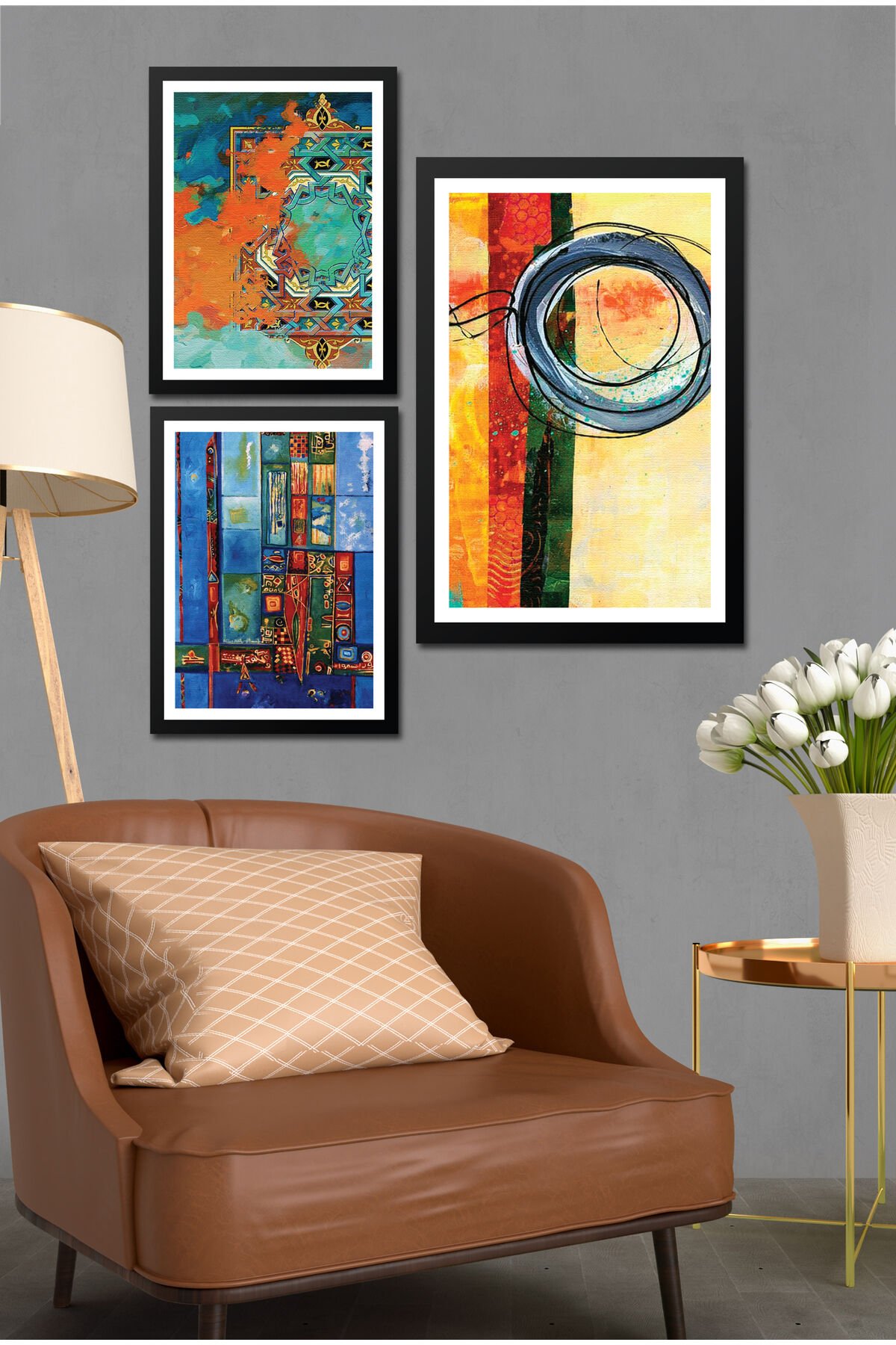 Parçalı Çerçeve Görünümlü Mdf Tablo Seti DNS