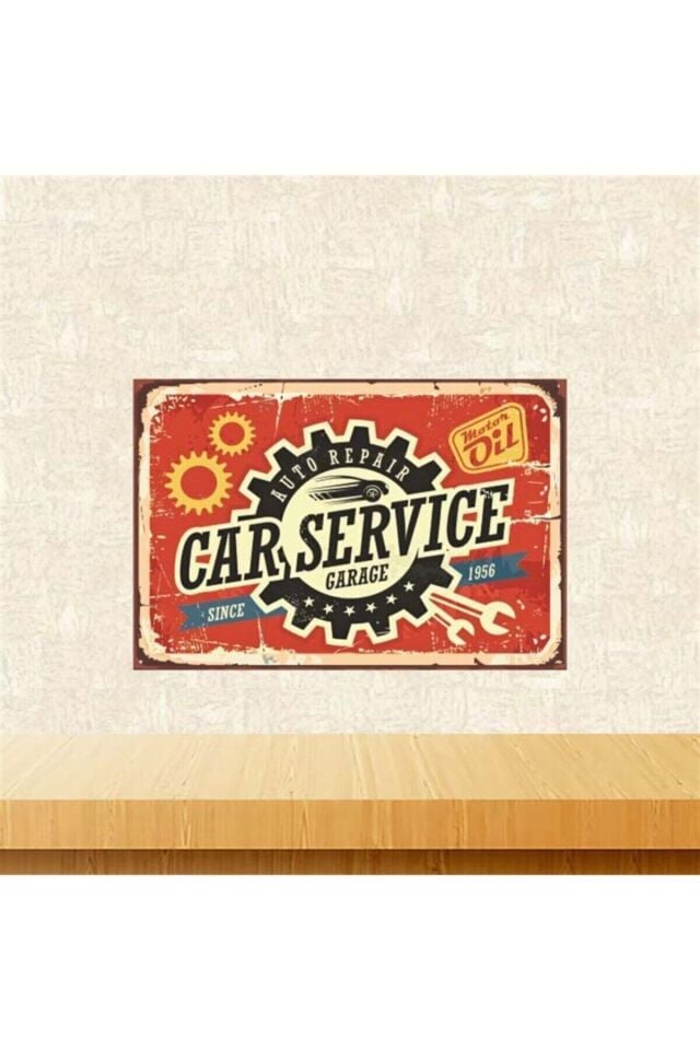 Car Service 20-30 Cm Retro Ahşap Poster Tkfx4178