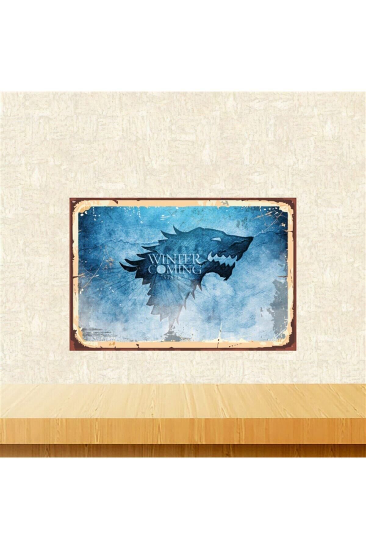 Winter Is Coming Tasarımlı Retro Ahşap Tablo 20x30 cm Tkfx5623