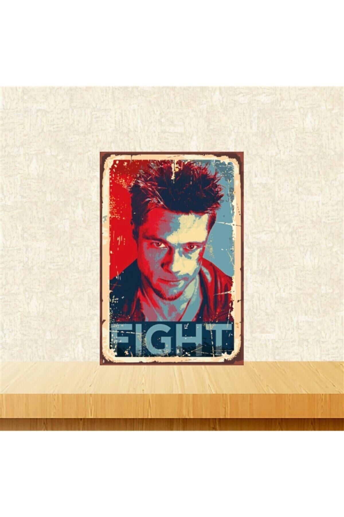 Brad Pitt Fight 20-30 Cm Retro Ahşap Tablo Tkfx5011