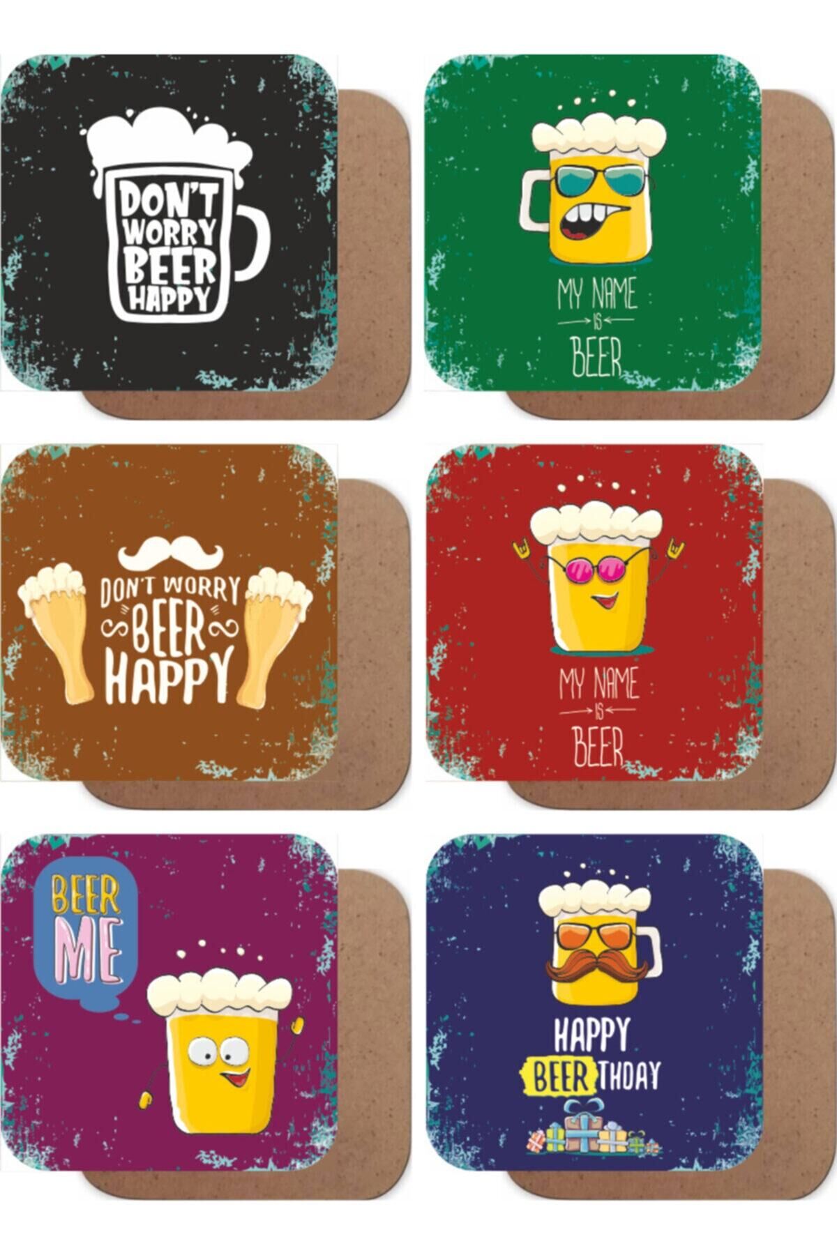 Ahşap Bardak Altlığı Seti 6'lı