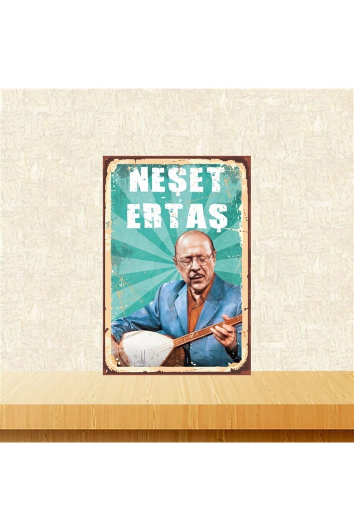 Neşet Ertaş Sazlı 20-30 Cm Retro Ahşap Tablo Tkfx4719