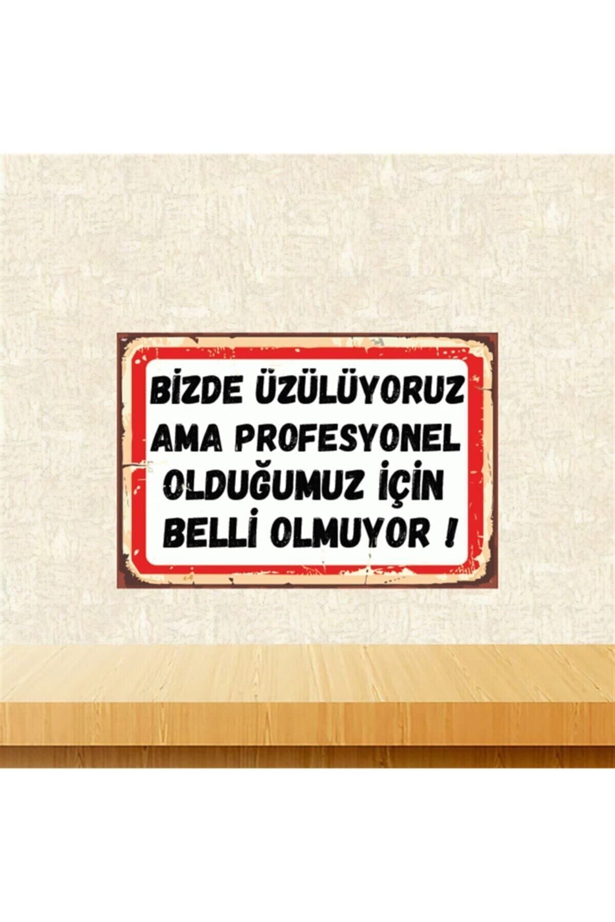 Bizde Üzülüyoruz Ama 20-30 Cm Retro Ahşap Poster Tkfx4445