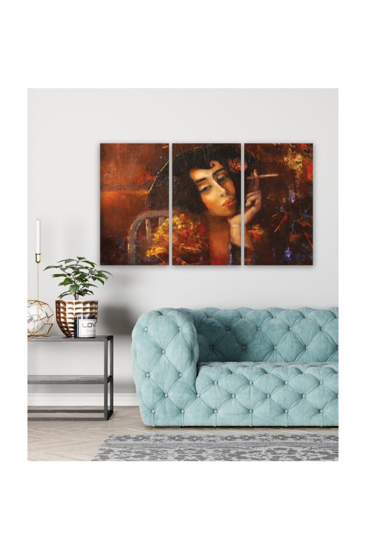Hediyelik,dekoratif- Sigara Içen Kadın 3 Parça Mdf Tablo