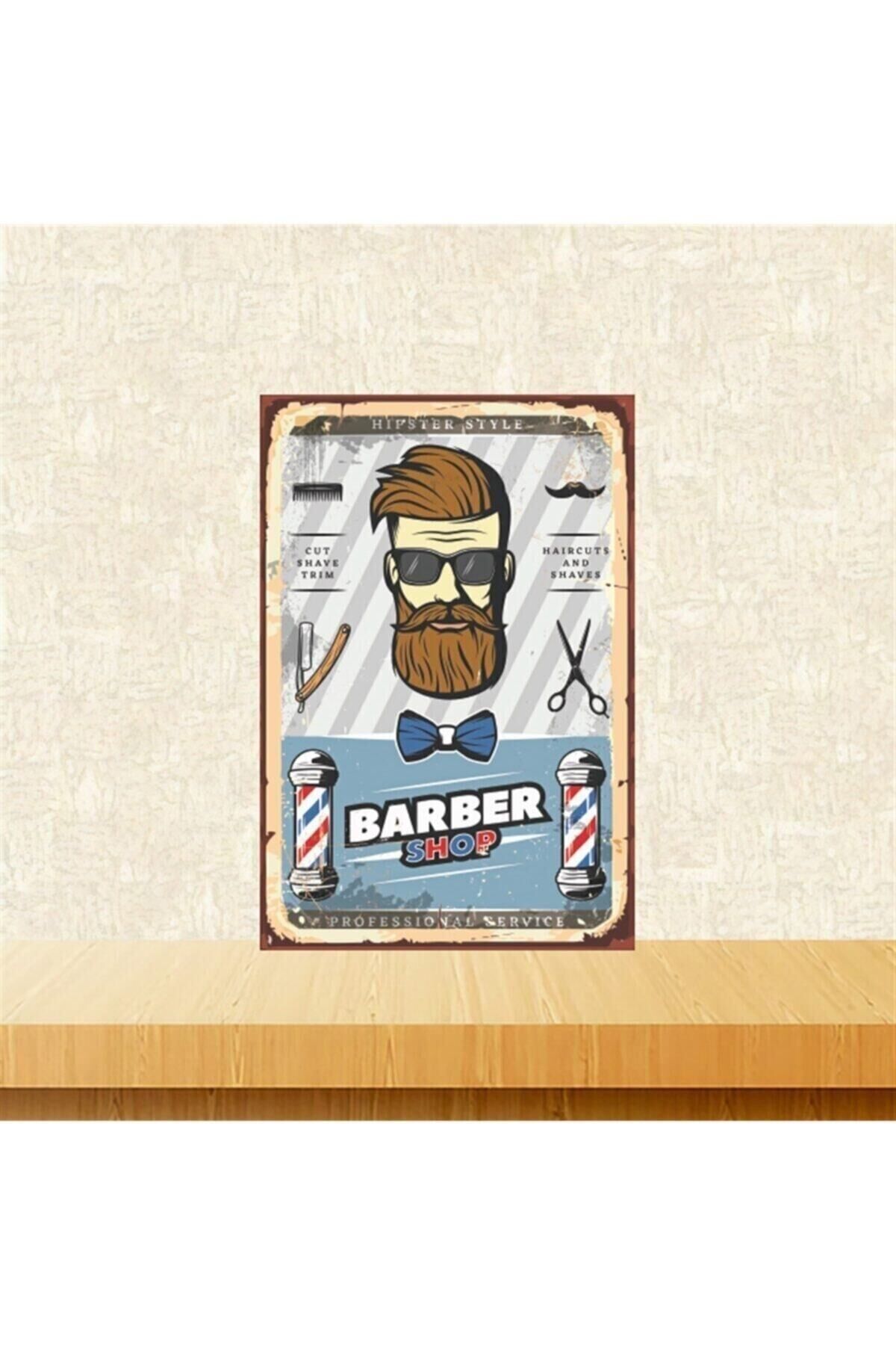 Barber Shop Hipster Style 20-30 Cm Retro Ahşap Tablo Tkfx5107
