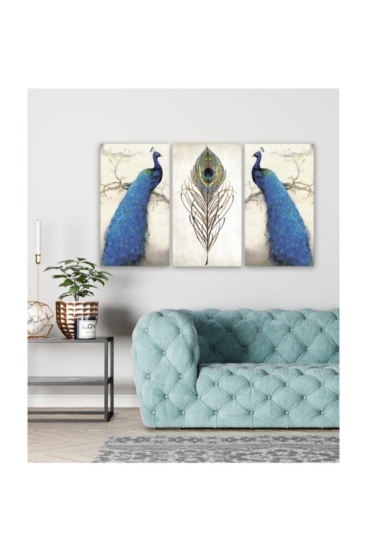 Hediyelik,dekoratif- Tavuskuşu 3 Parça Mdf Tablo 5