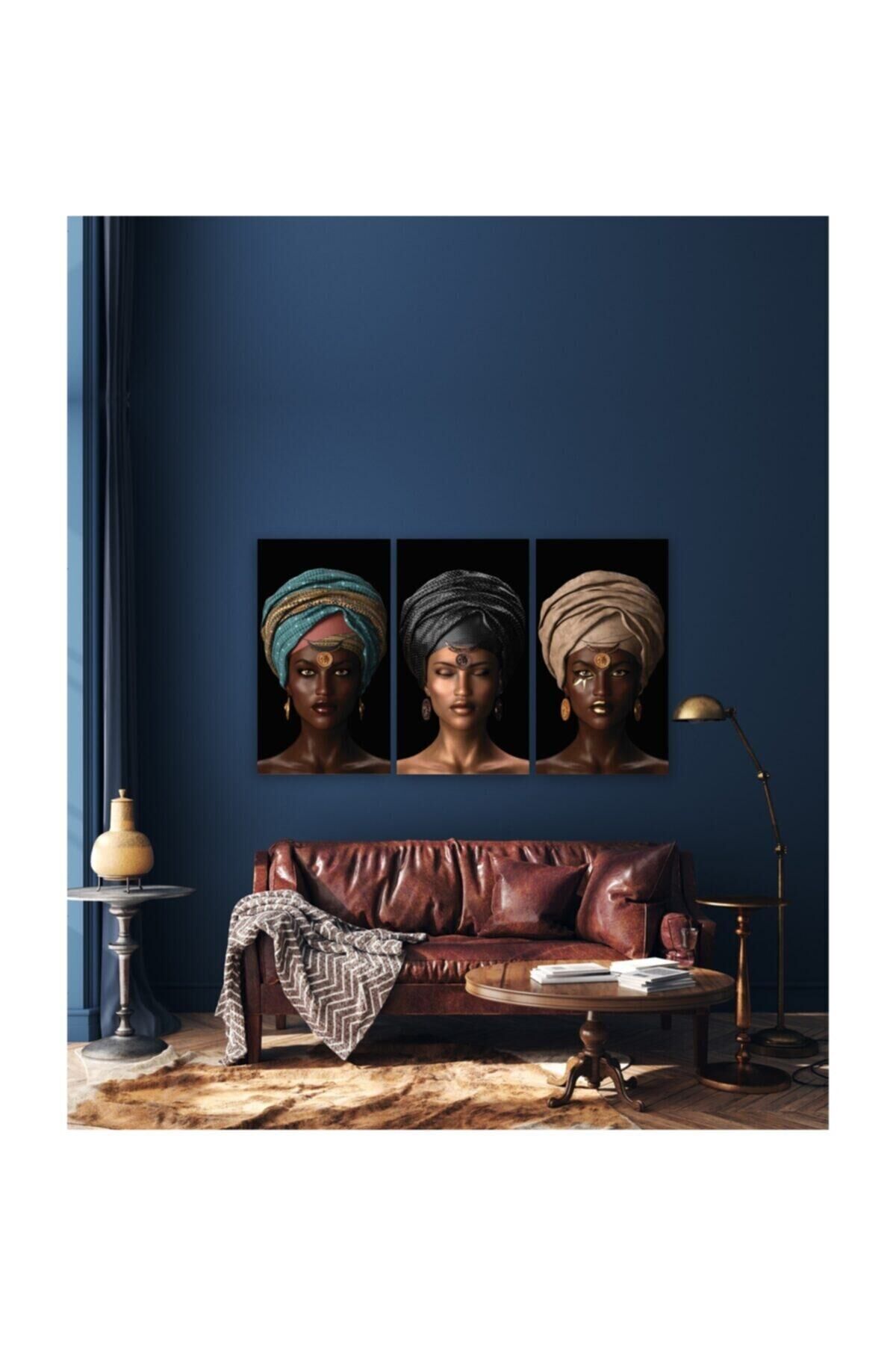 Hediyelik,dekoratif- Siyahi Kadınlar 3 Parça Mdf Tablo 3