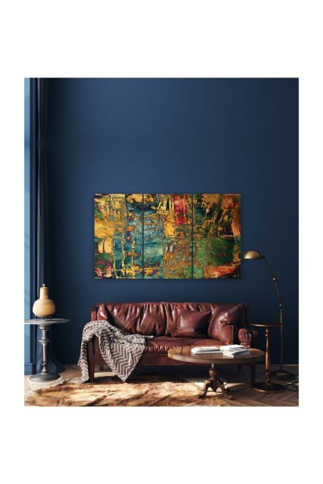 Hediyelik,dekoratif- Gold Desenler 3 Parça Mdf Tablo