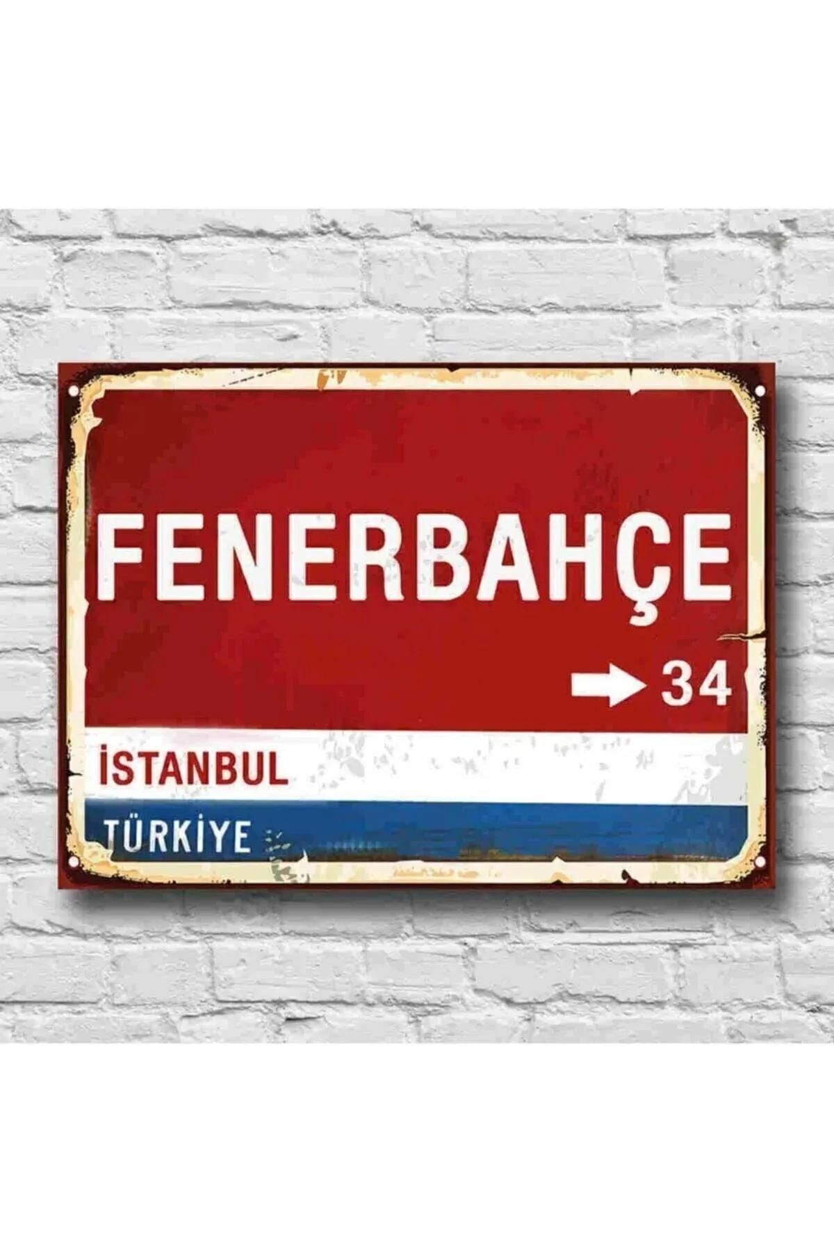 İstanbul Fener ve bahçe Sokak Tabelası Retro Ahşap Poster 20 × 30 Cm