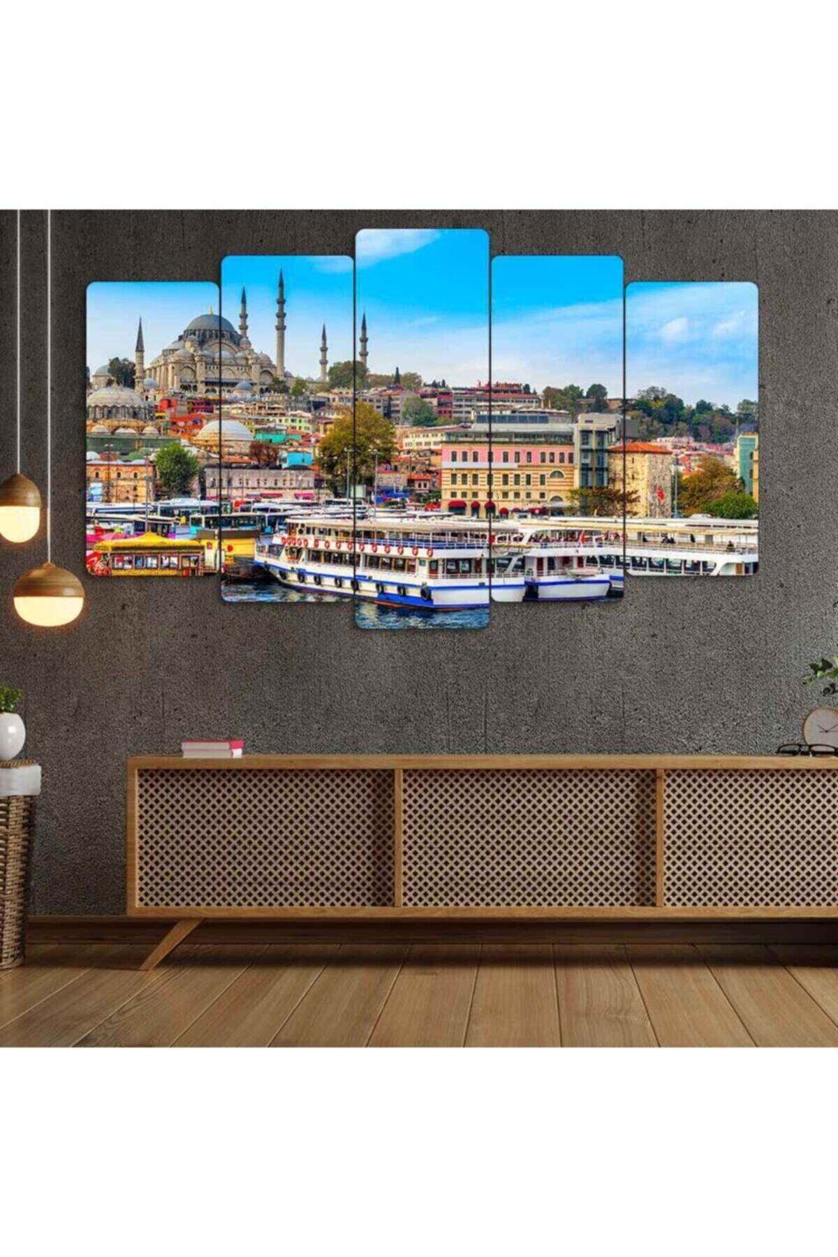 Istanbul Manzara 5 Parçalı Tablo
