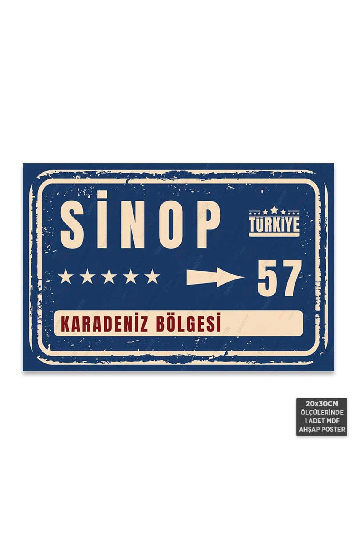 PT1146 - Sinop Şehir Tabelası Retro Mdf Ahşap Poster (20x30cm)