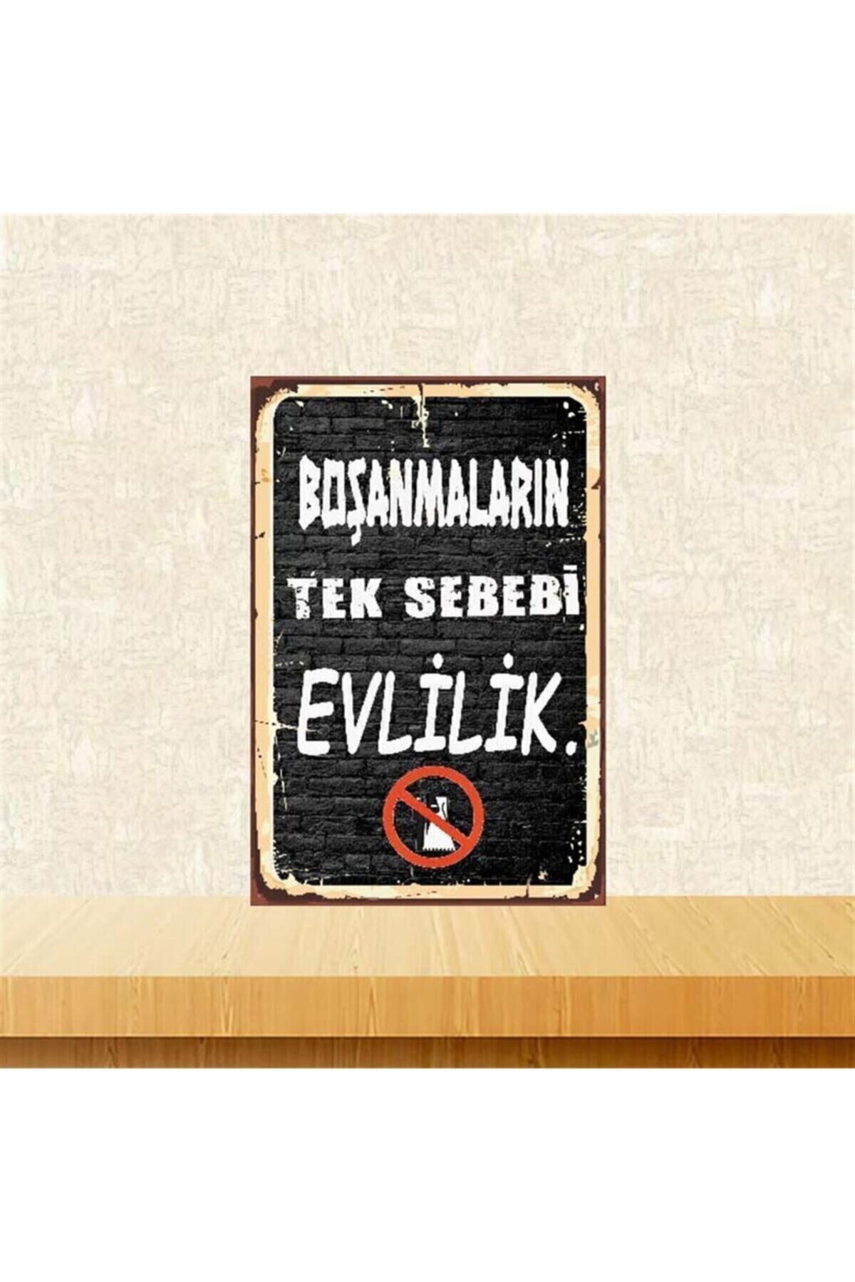 Tek Sebebi Evlilik Retro Ahşap Poster 20x30 cm