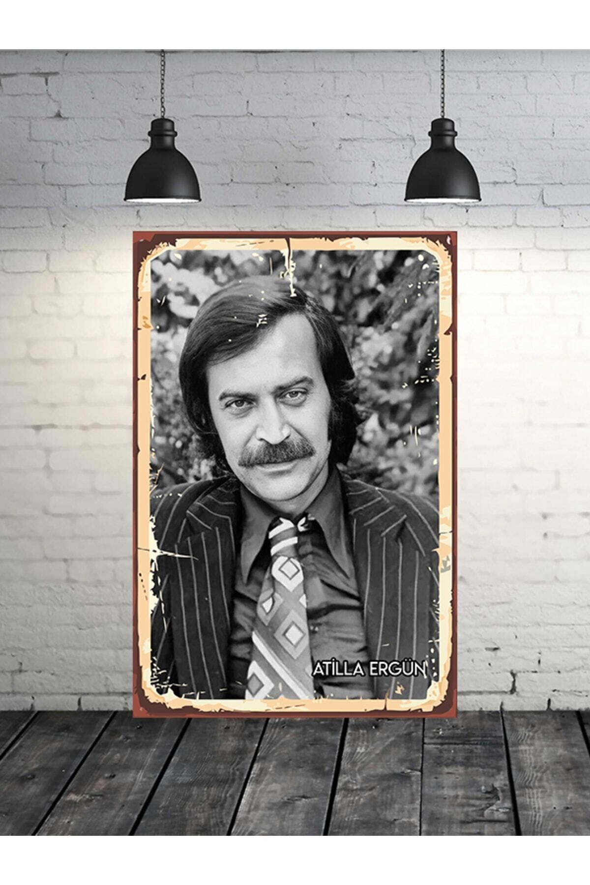 Atilla Ergün Siyah Beyaz Yeşilçam 20x30 Cm Retro Ahşap Tablo