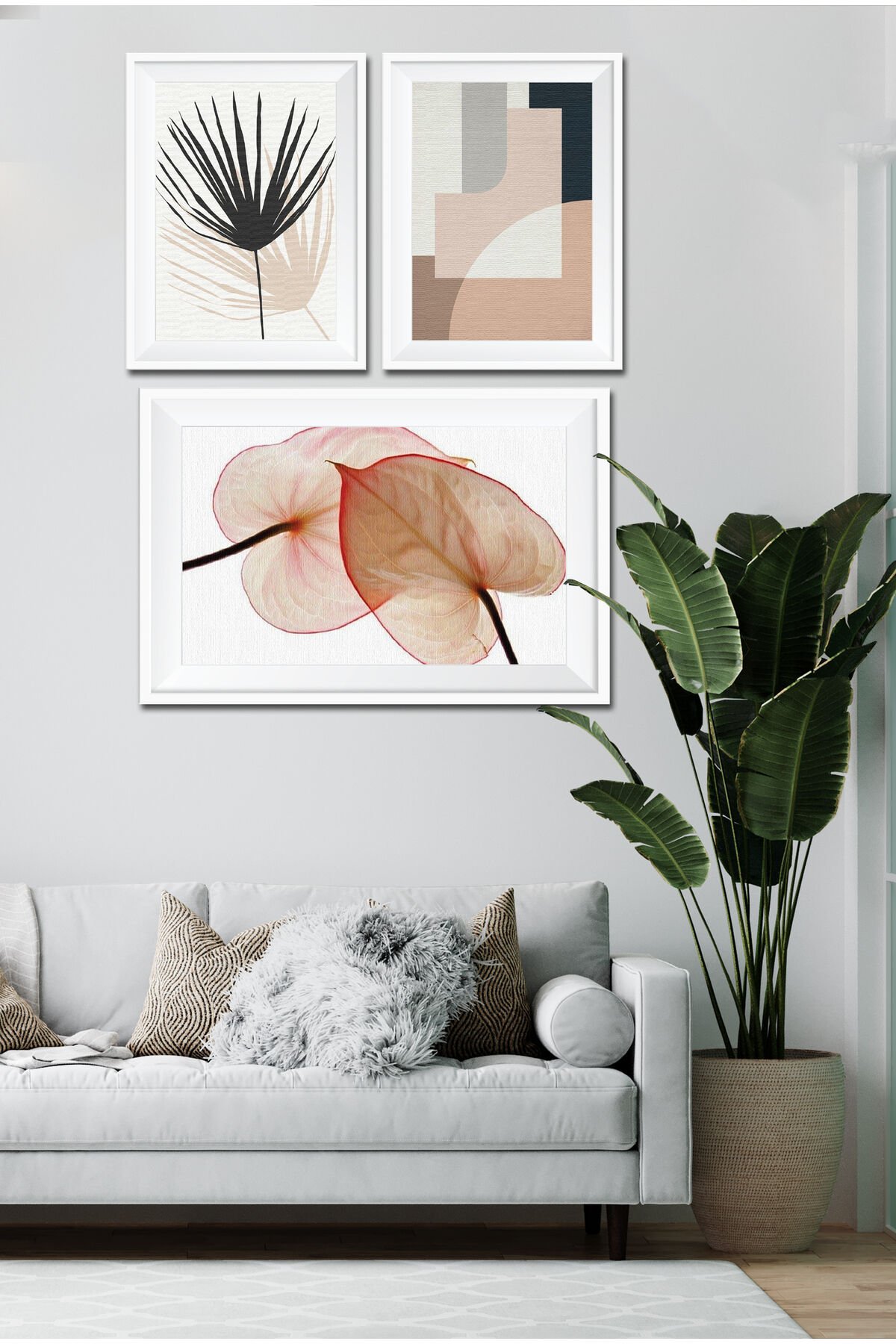 Parçalı Çerçeve Görünümlü Mdf Tablo Seti DNS