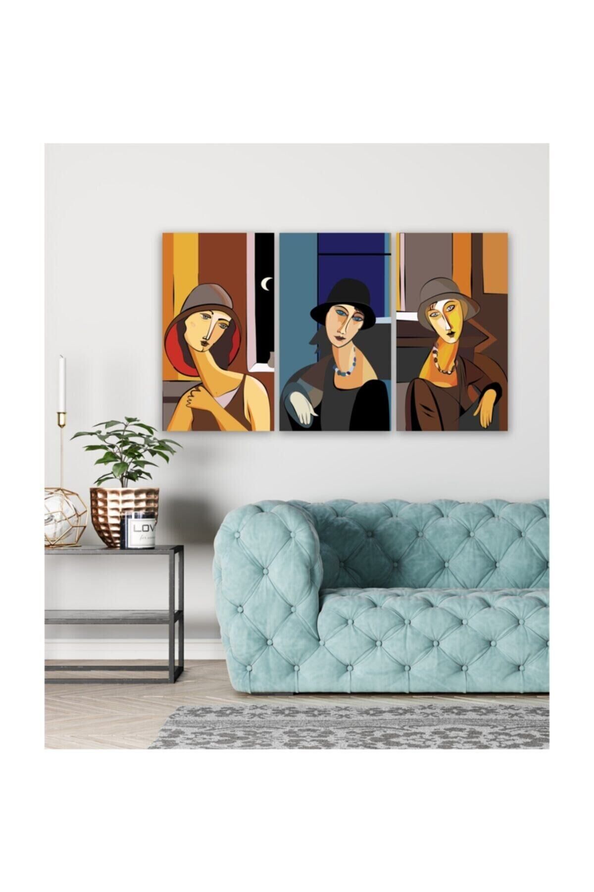 Hediyelik,dekoratif- Kadın Portreleri 3 Parça Mdf Tablo