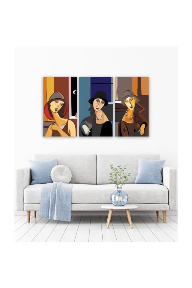 Hediyelik,dekoratif- Kadın Portreleri 3 Parça Mdf Tablo