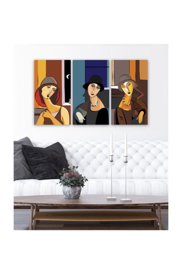 Hediyelik,dekoratif- Kadın Portreleri 3 Parça Mdf Tablo