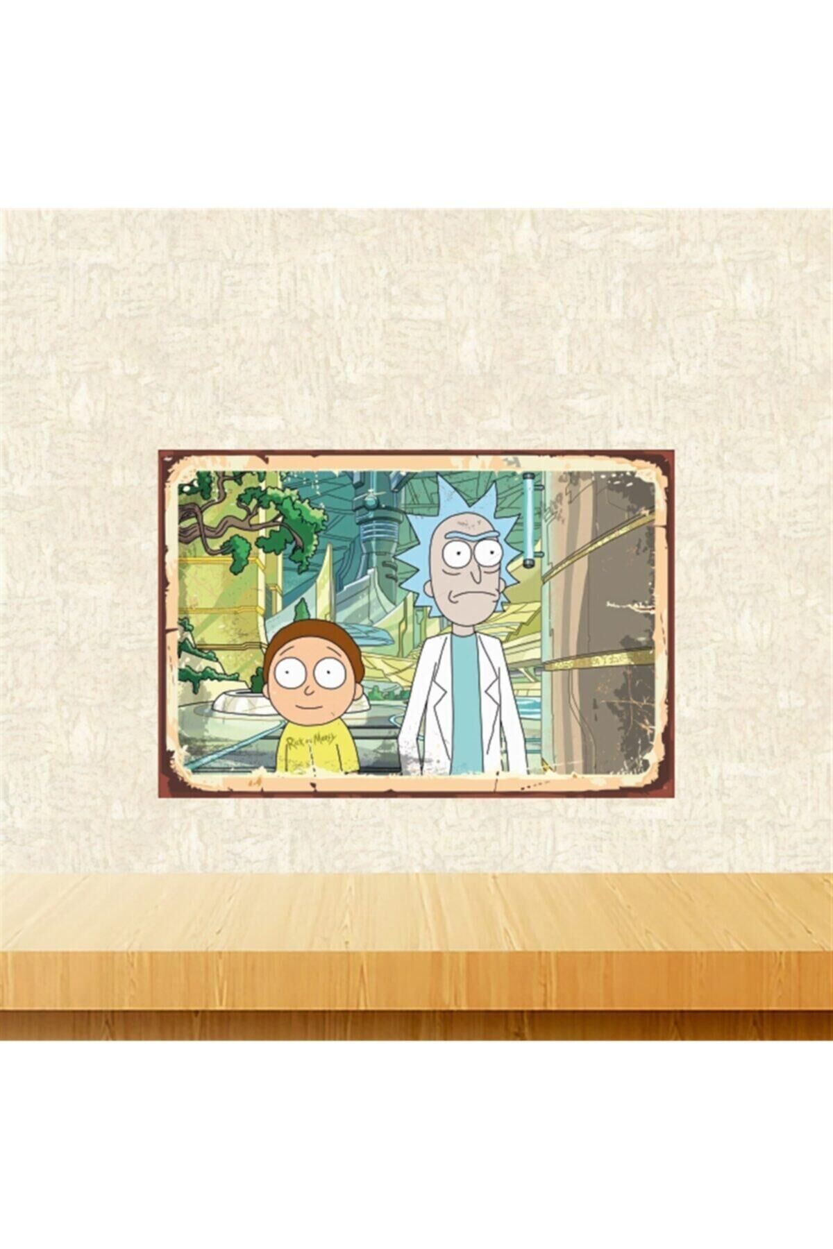 Rick And Morty Tasarımlı 20-30 Cm Retro Ahşap Tablo Tkfx5662