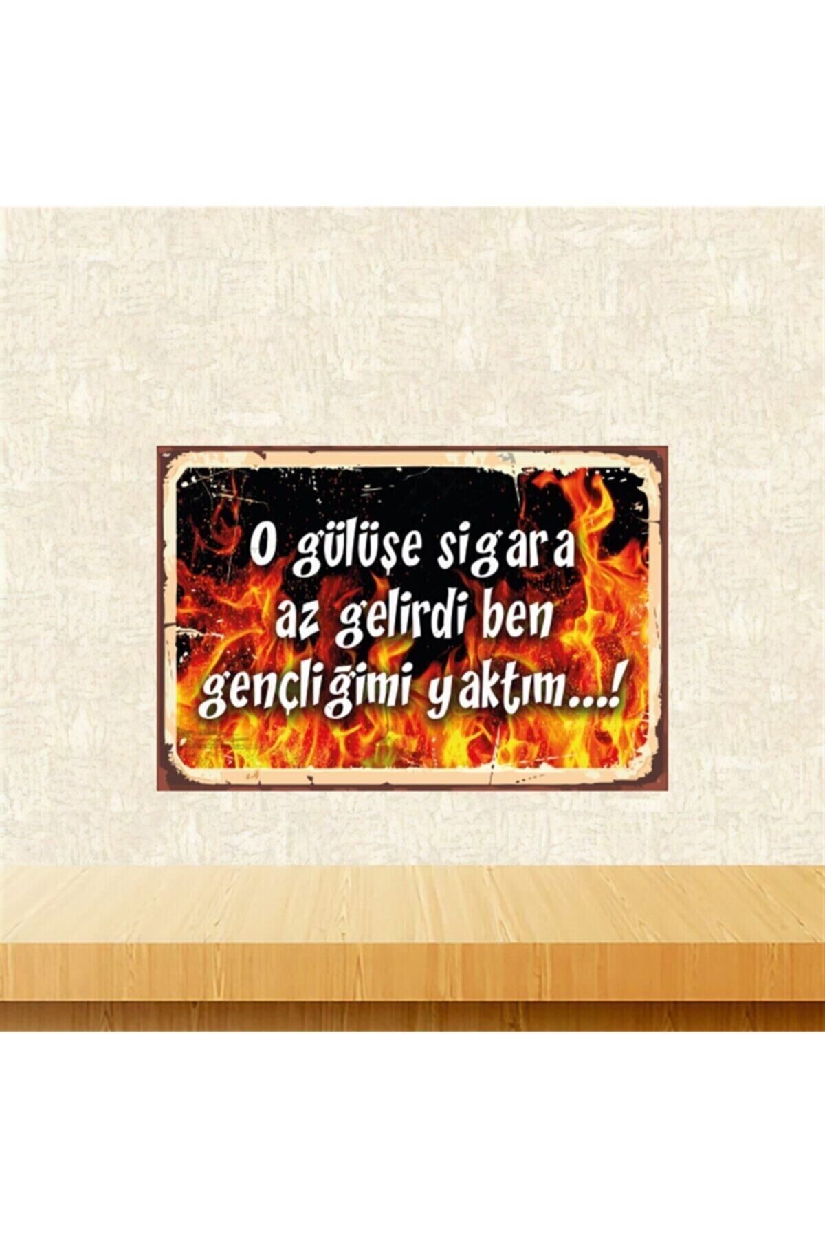 O Gülüşe Sigara Az Gelirdi 20-30 cm Retro Ahşap Tablo Tkfx5458