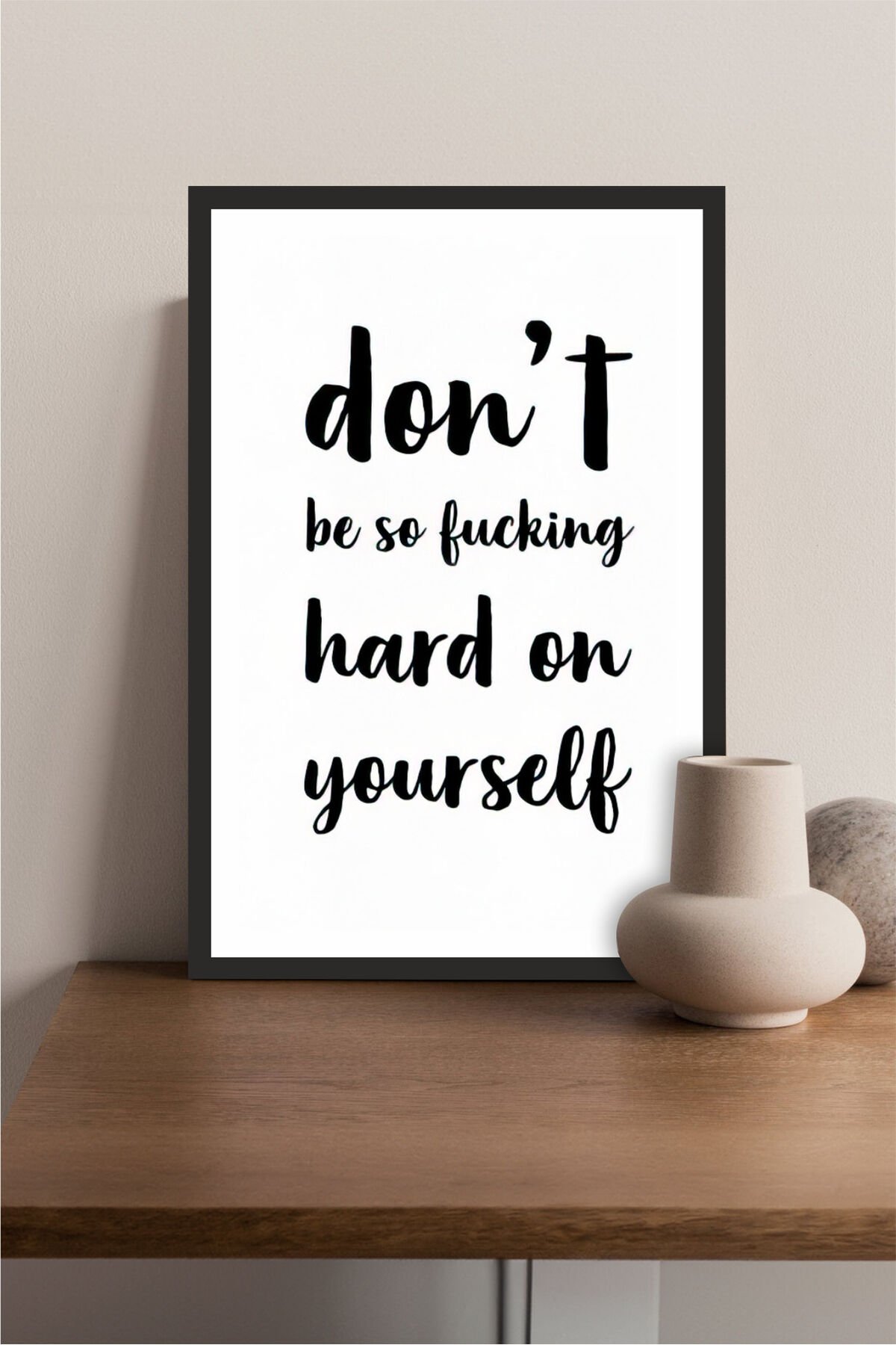 motto yazılı çerçeve görünümlü mdf tablo