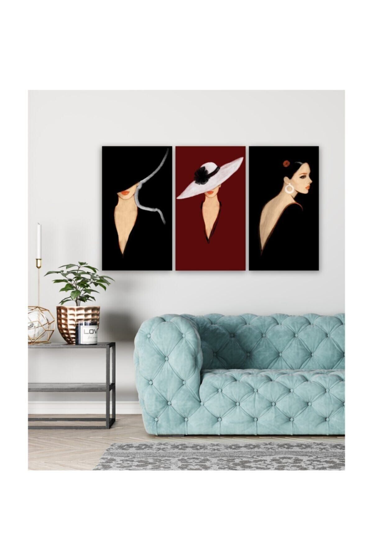 Hediyelik,dekoratif- Kadın Portre 3 Parça Mdf Tablo 3