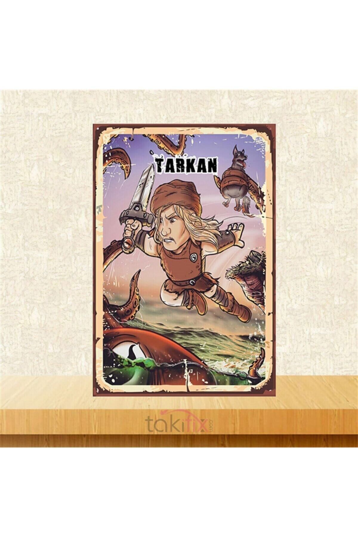 Tarkan Tasarımlı 20-30 Cm Retro Ahşap Poster